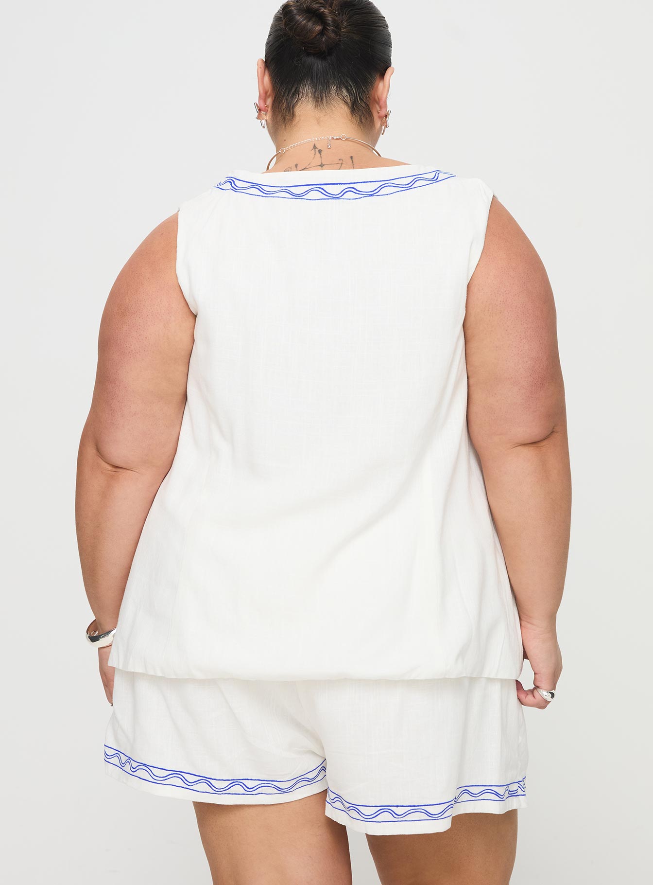 Sun And Palm Trees Vest Set White / Blue Curve、mySite、solidvoid