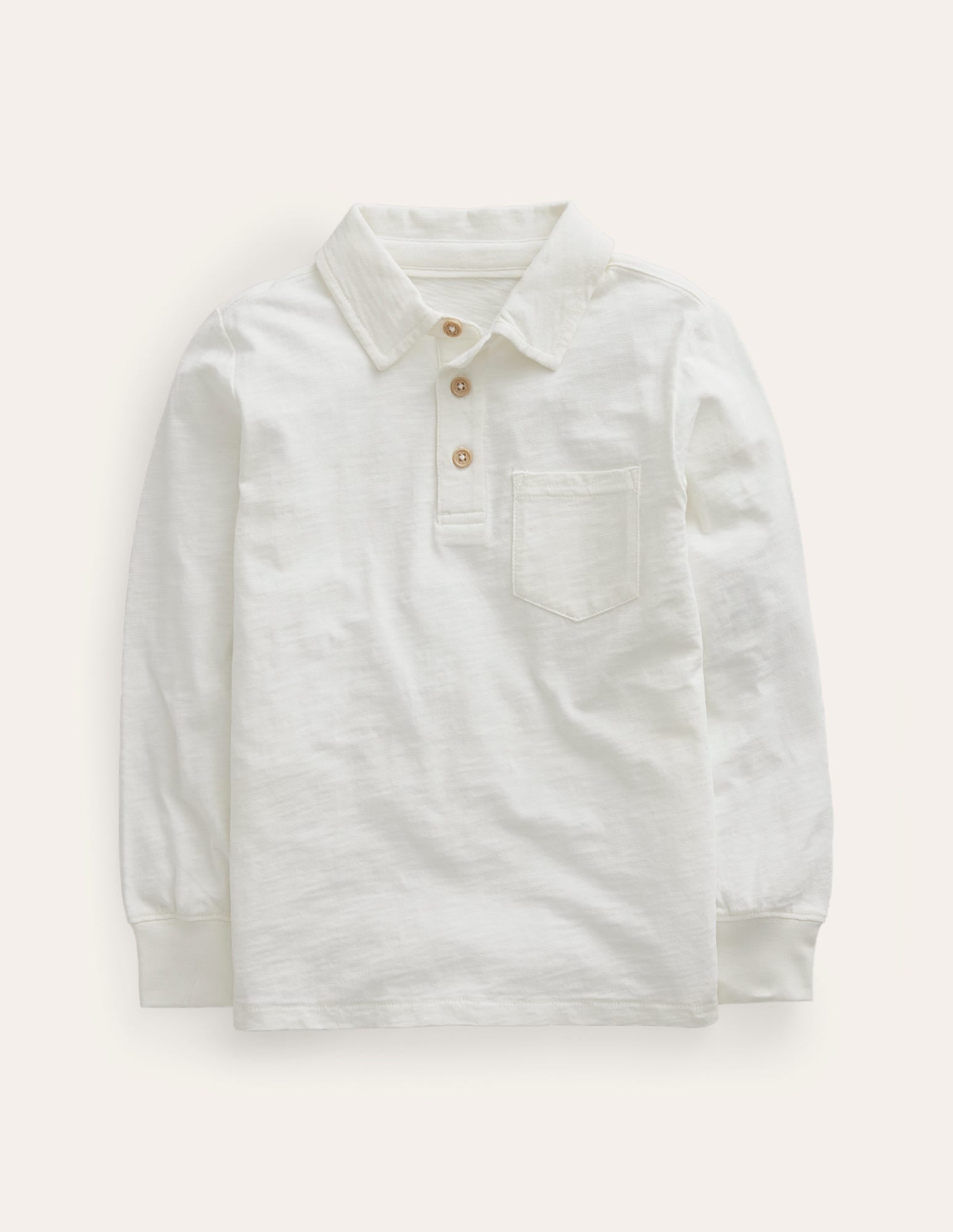  Slubbed Long-Sleeve Polo Shirt-Ivory、mySite、ashleygrahame
