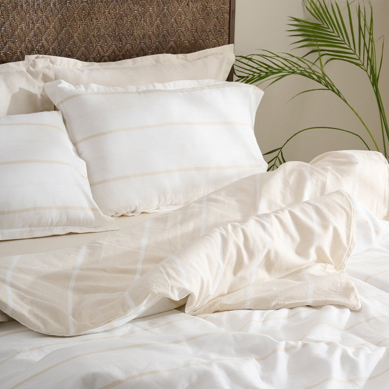 Cotton Bamboo Duvet Cover | Chambray | Sand Stripe、mySite、camillekostekn