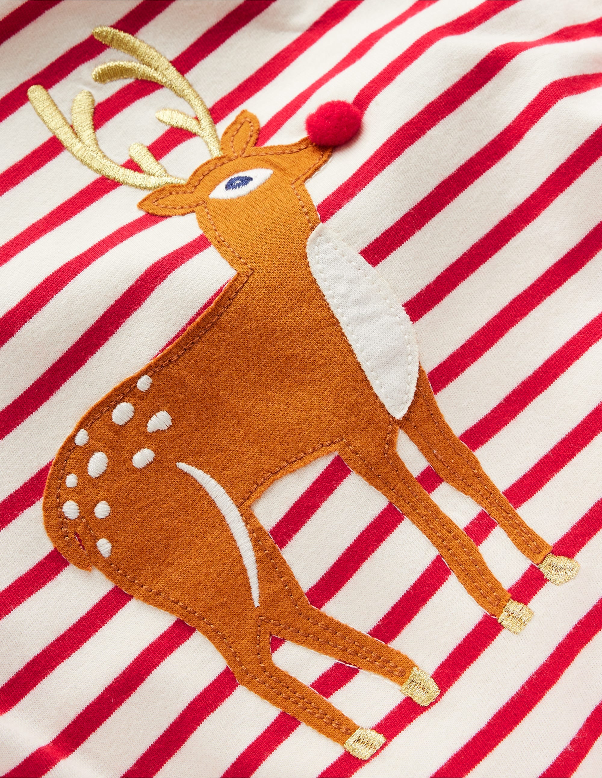  Appliqu茅 Long Sleeve Top-Rockabilly Red/ Ivory Deer、mySite、ashleygrahame