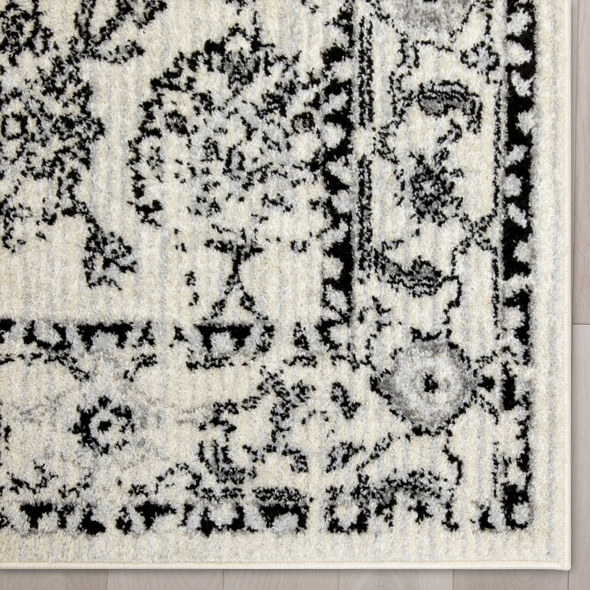 Palace Persian Oriental Botanical Ivory Grey High-Low Rug、mySite、gigharbornorthrealestate