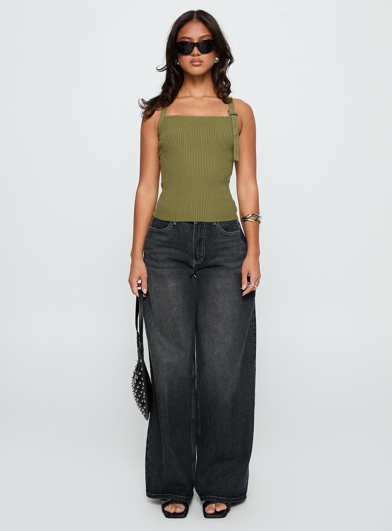 Bare It All Buckle Detail Top Green、mySite、solidvoid