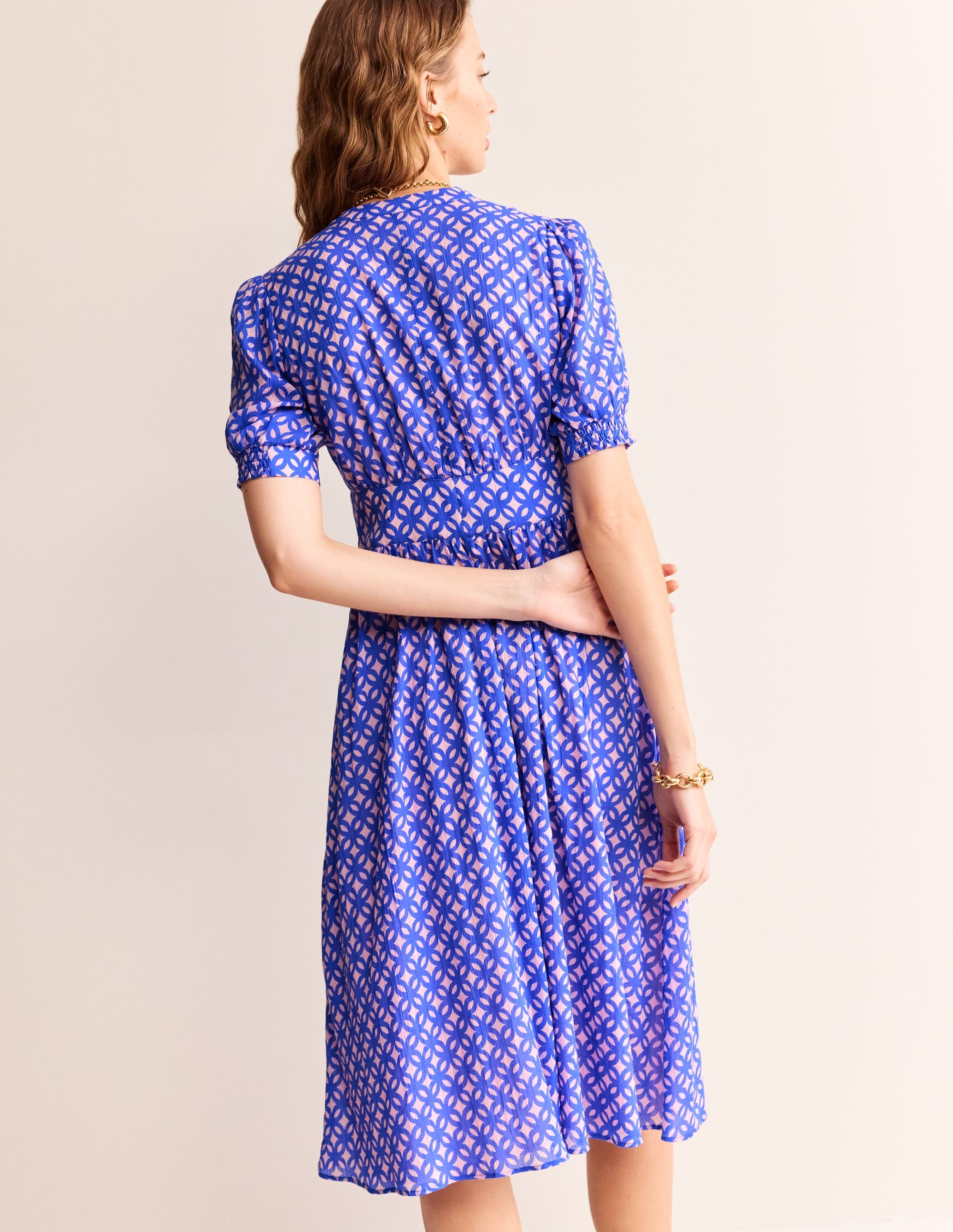  Elsa Crinkle Midi Tea Dress-Sweet Lilac, Trellis Geo、mySite、ashleygrahame