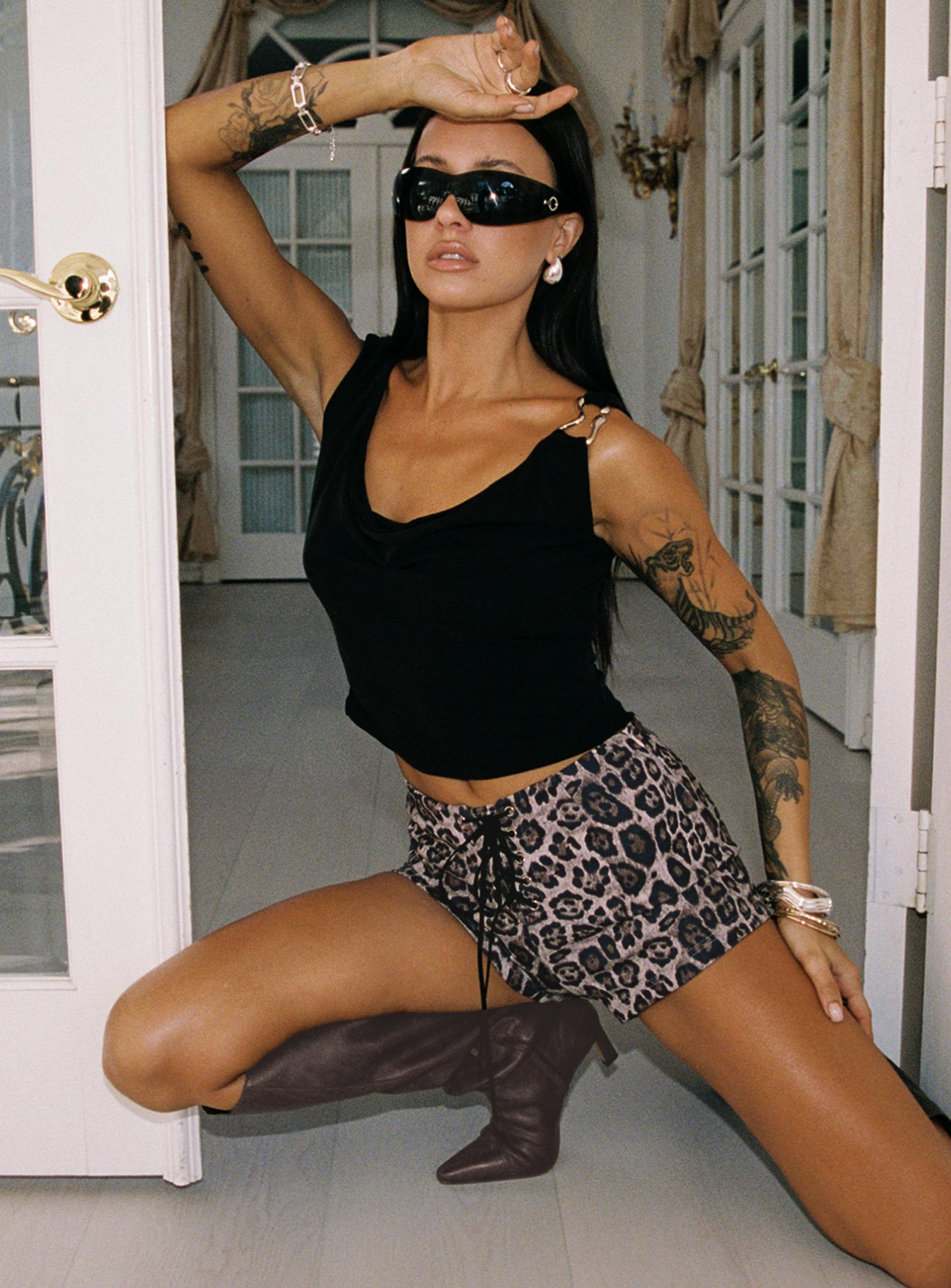 Quincey Cowl Neck Top Black、mySite、solidvoid