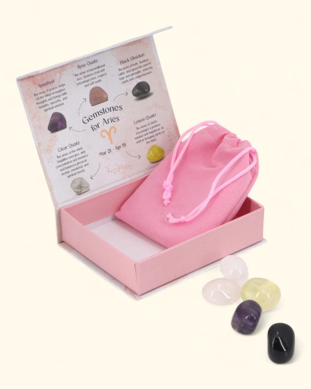 Aries Zodiac Candle & Crystal Tumblestone Set、mySite、topwebapps