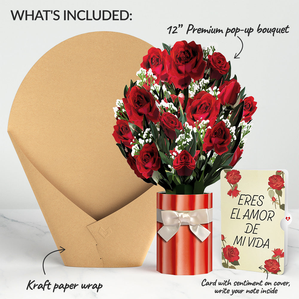 Romantic Red Roses Eres El Amor De Mi Vida Valentine Bouquet and Sentiment Set、mySite、solidvoid
