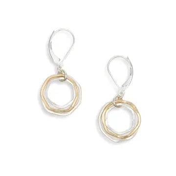 River Rocks Earrings, Two Tone Gold Silver Circle Dangle、mySite、g9winljtr