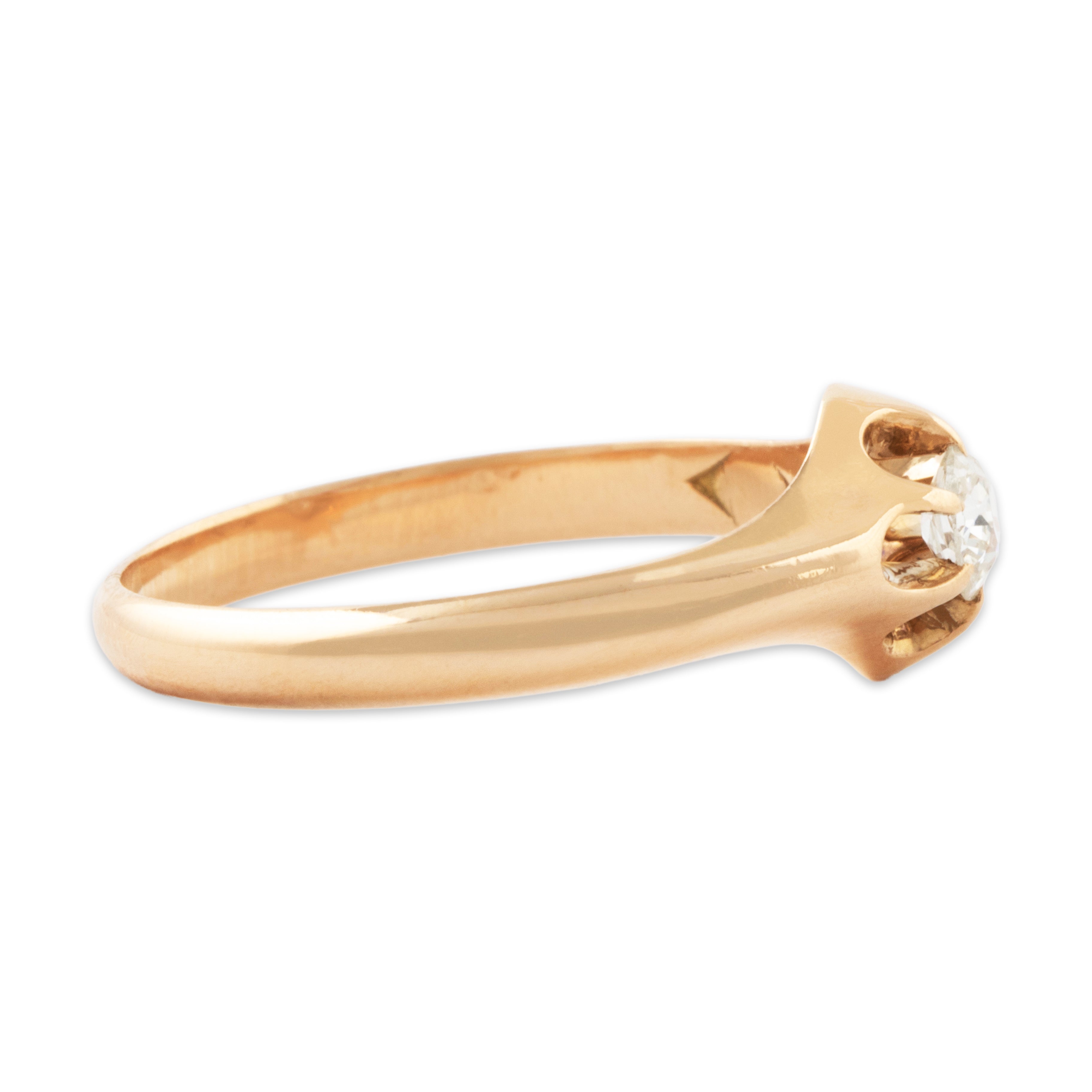 Antique 14k Rosy Yellow Gold Old Mine Diamond Claw Prong Solitaire Ring 6.00、mySite、hinf8tx79