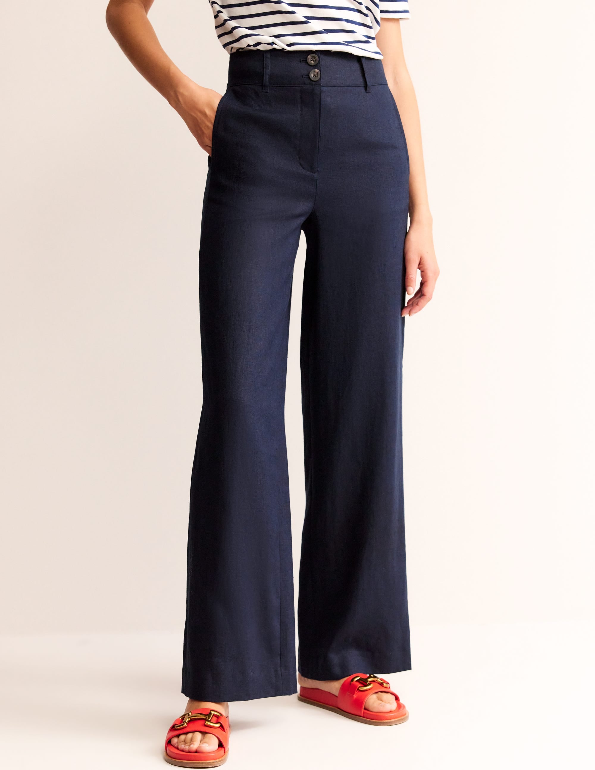  Westbourne Linen Trousers-Navy、mySite、ashleygrahame