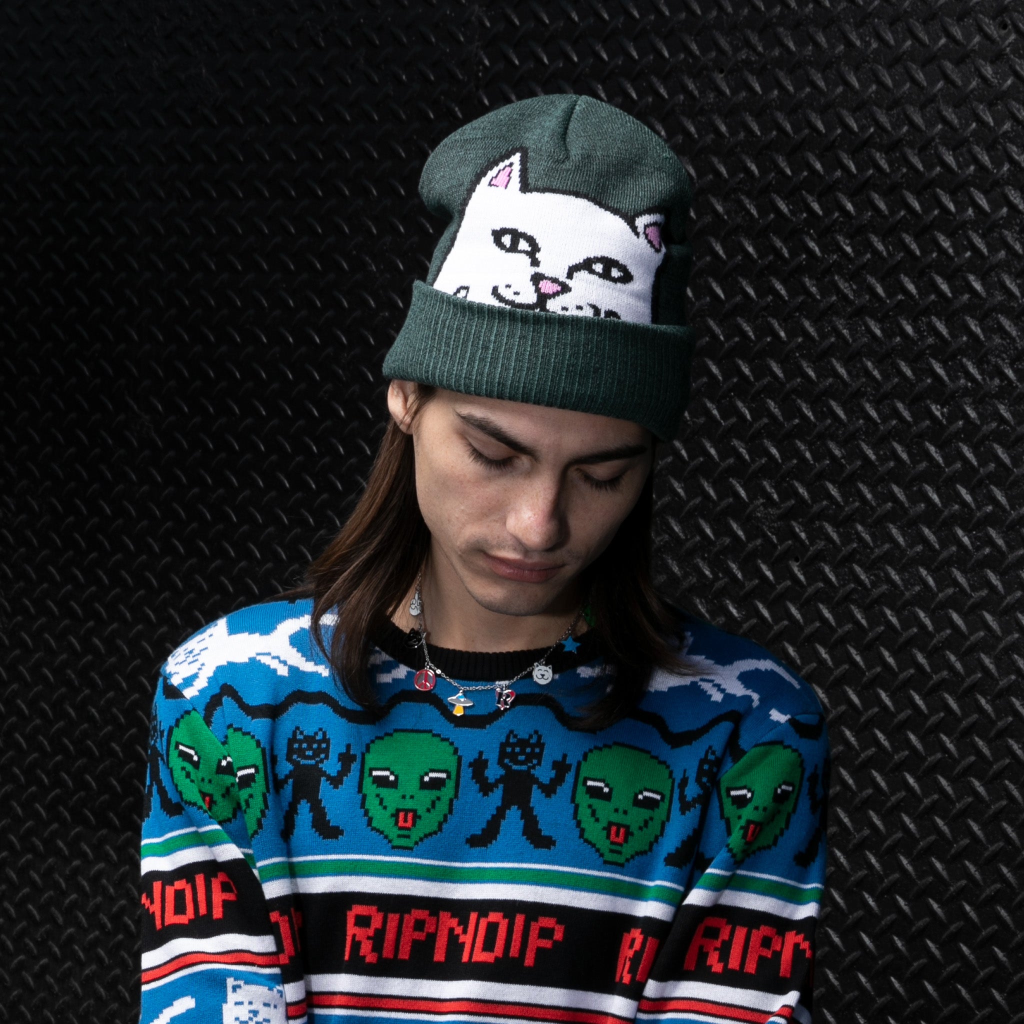  Peeking Nermal Beanie (Marled Hunter Green)、mySite、merchandisen