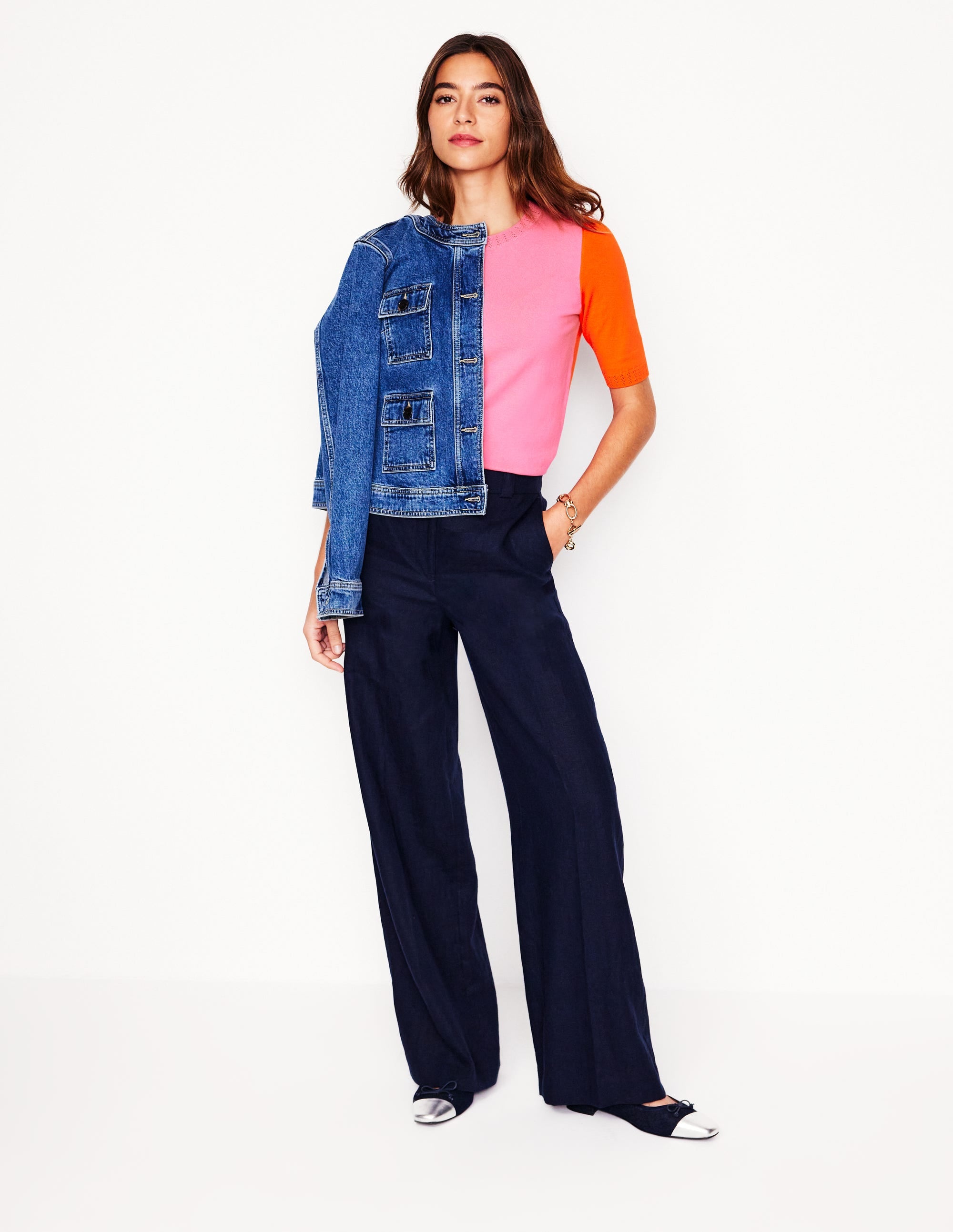  Emilia Cotton Crew T-shirt-Pink Rose / Firecracker Red、mySite、ashleygrahame