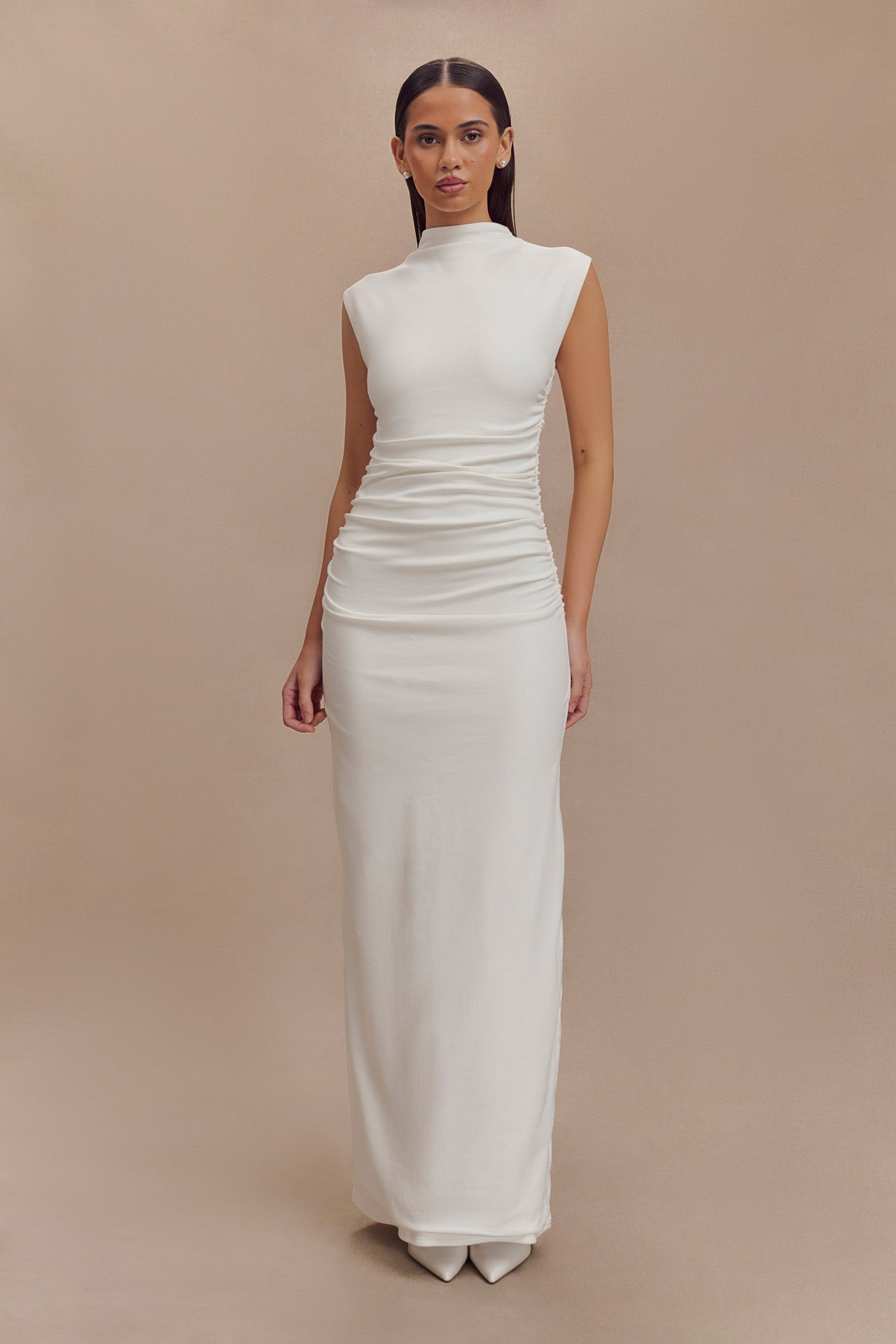 Elliot High Neck Sleeveless Maxi Dress - White、mySite、solidvoid