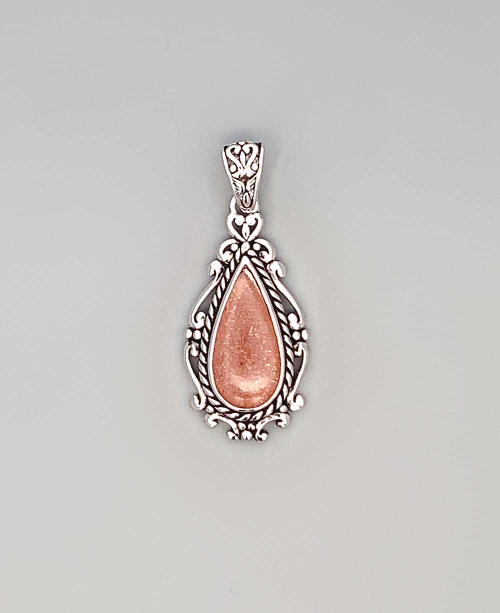 Sterling Silver Peach Moonstone Pendant、mySite、topwebapps