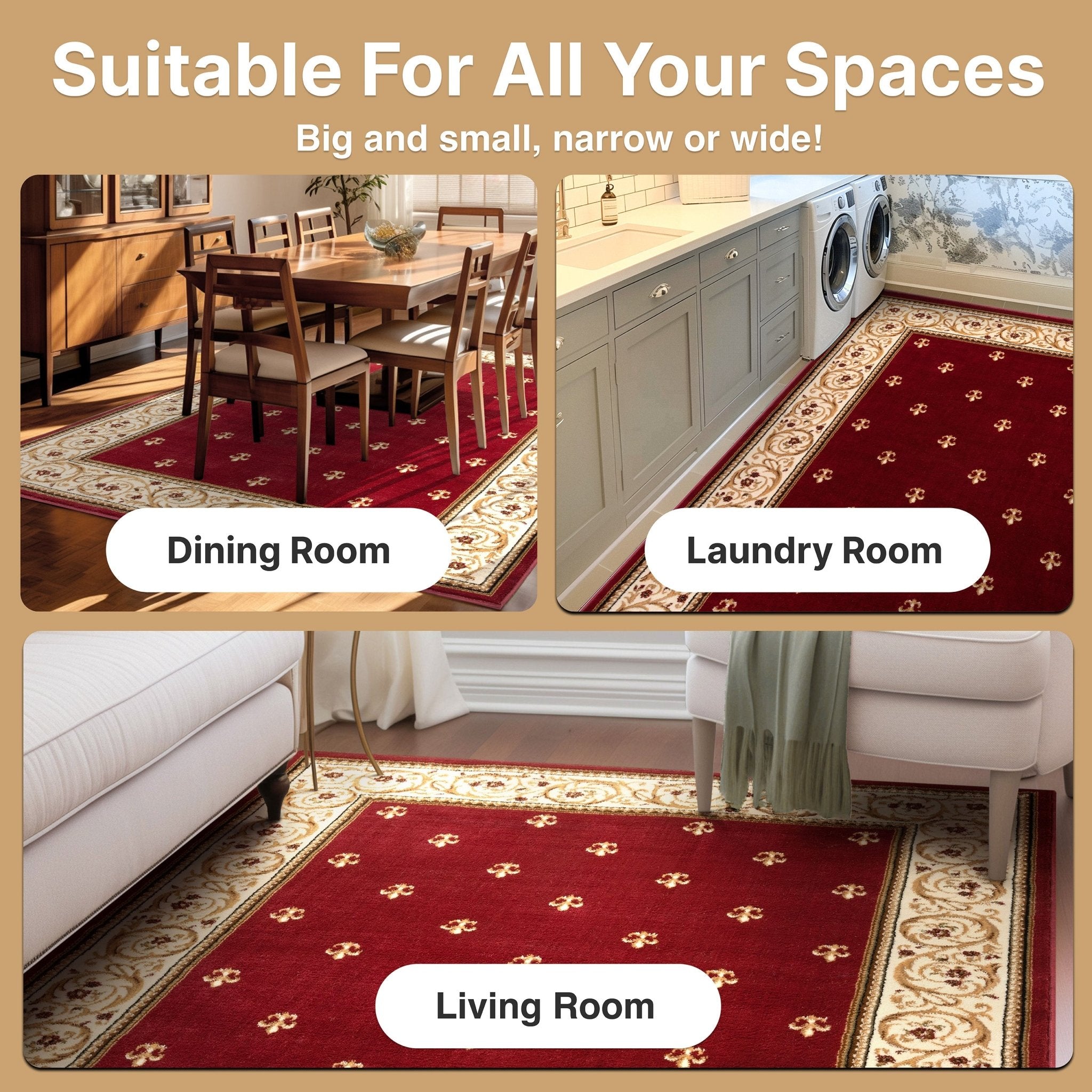 Fleur de Lis Elegance Easy to Clean Rug、mySite、gigharbornorthrealestate