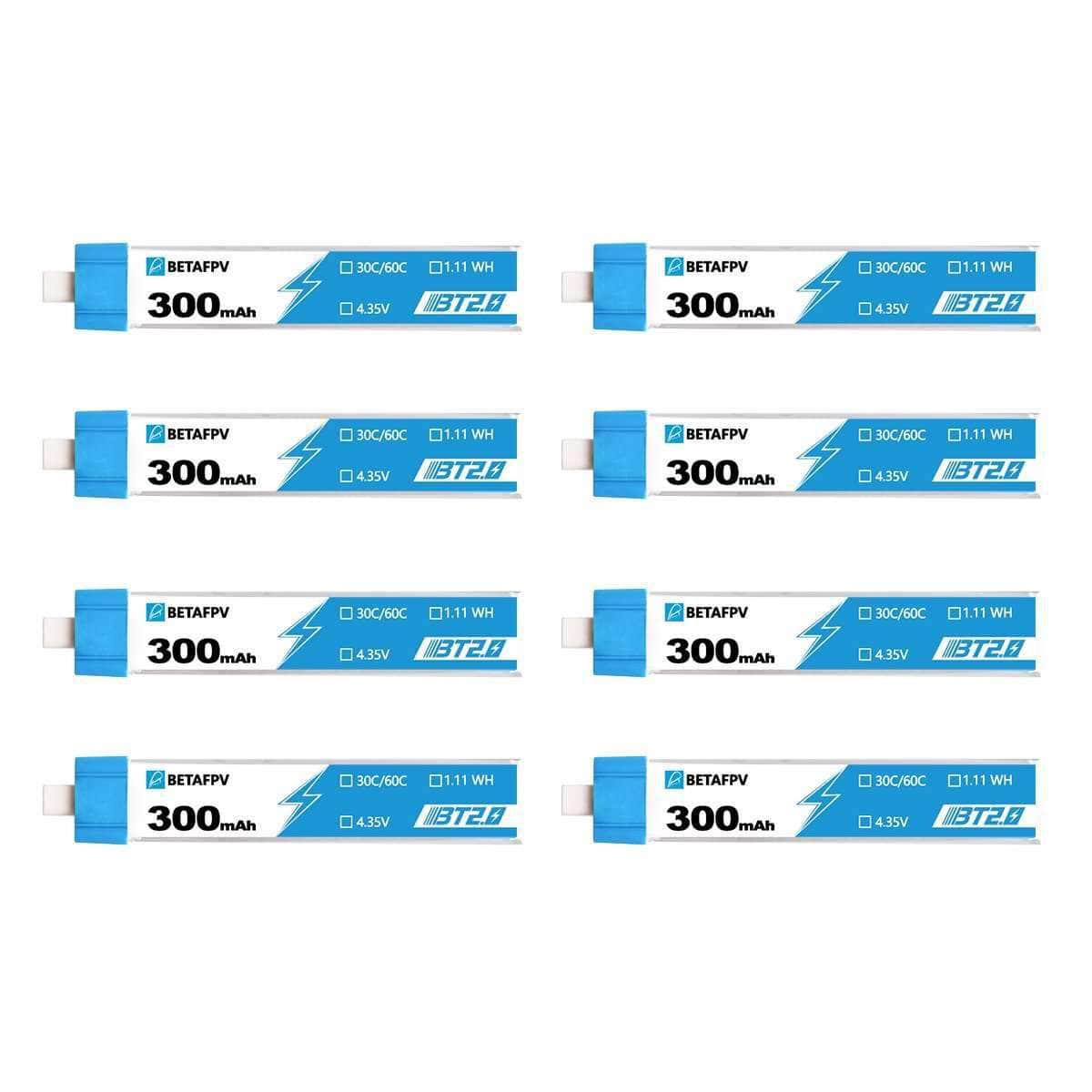  BetaFPV 3.8V 1S 300mAh 30C LiHV Whoop/Micro Battery 8 Pack - BT2.0、mySite、merchandisen