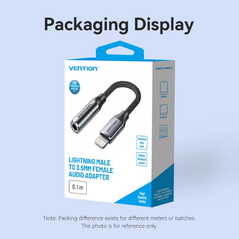 Vention Cotton Braided Lightning Male to 3.5MM Earphone Jack Adapter Aluminum Alloy Type、mySite、fannypackpong