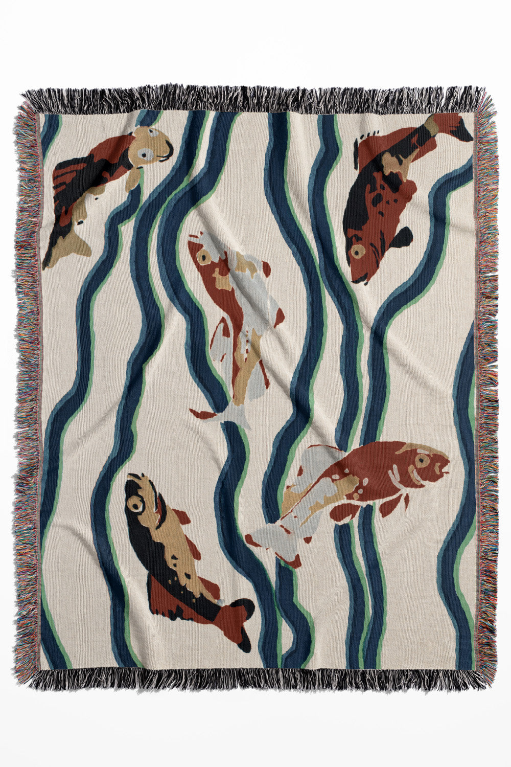 Koi Fish Cotton Woven Throw Blanket、mySite、gigharbornorthrealestate