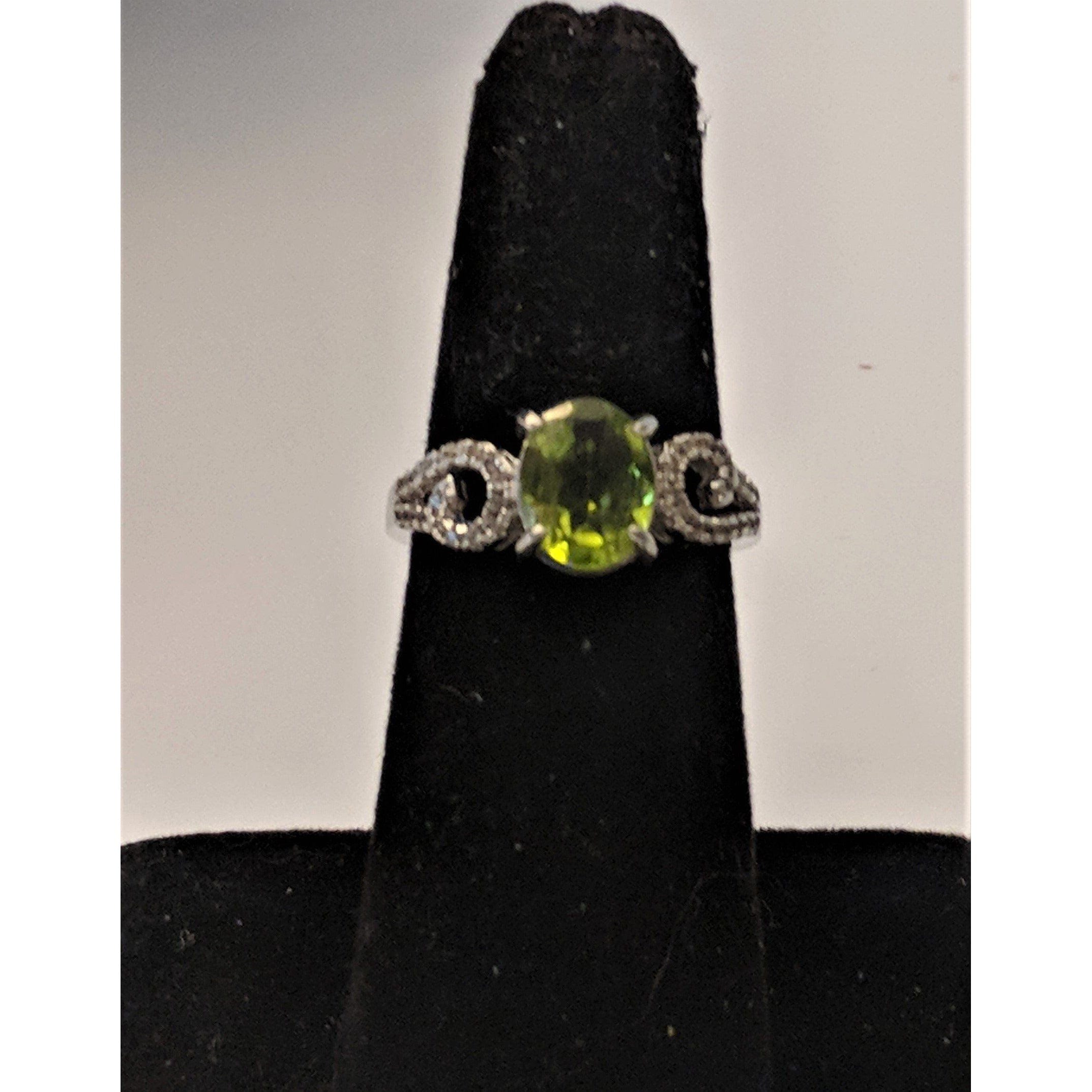 Peridot And Topaz in Platinum Plated Sterling Silver, Gorgeous Ring! Size 6.5、mySite、g9winljtr