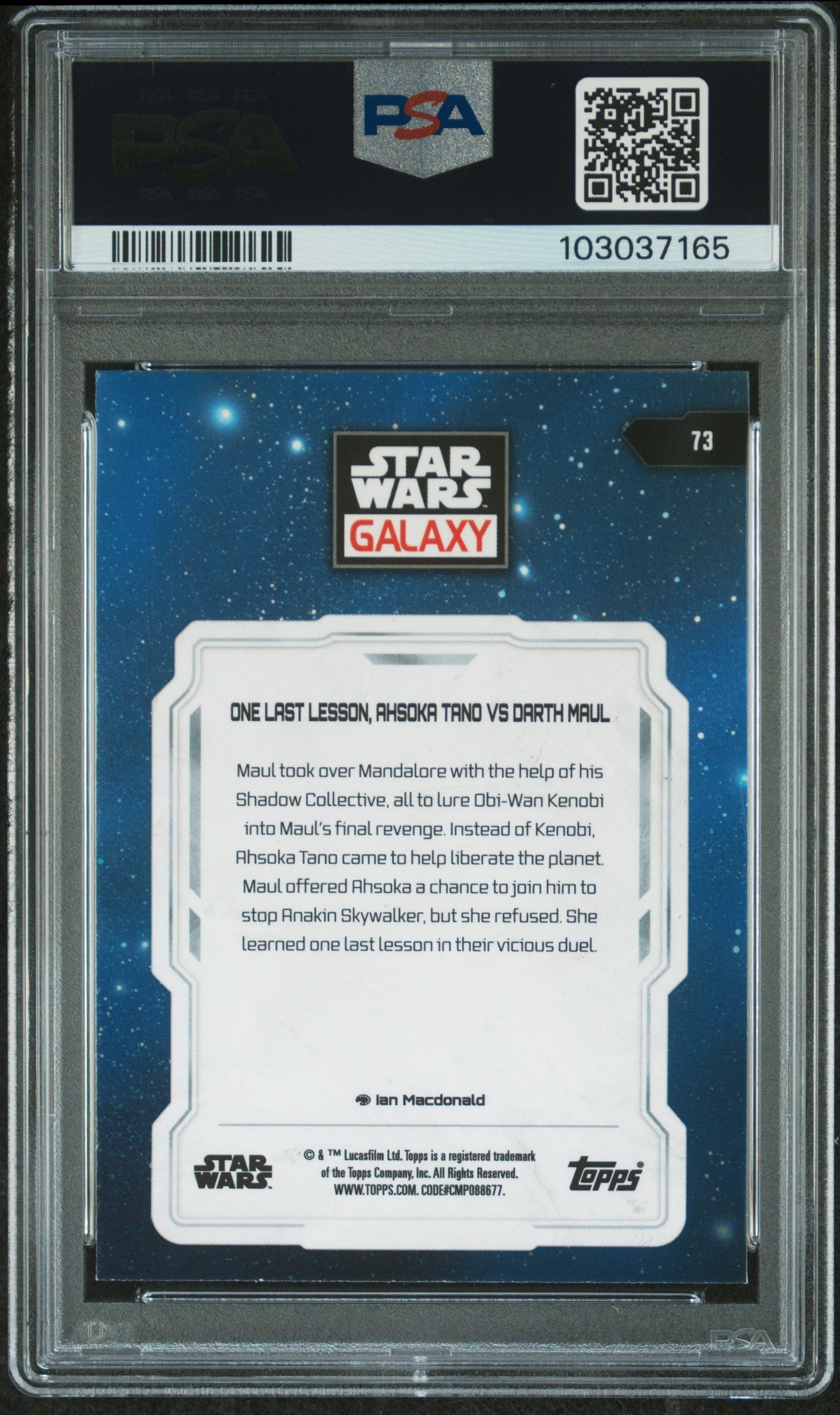 One Last Lesson #73 Mini Diamond PSA 9 Topps Chrome Star Wars Galaxy 2024、mySite、waistdrama