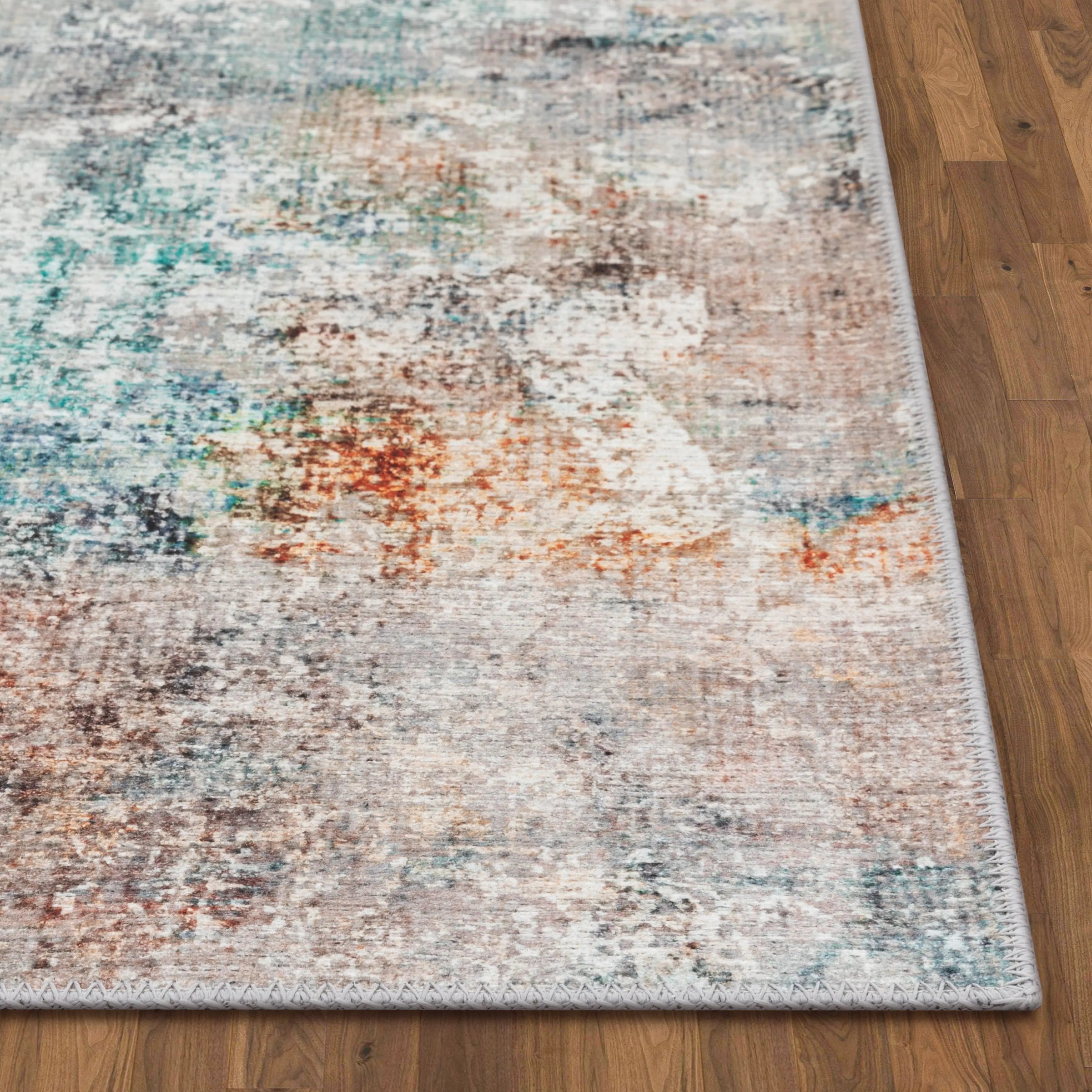 Amesti Machine Washable Light Blue Flat-Weave 5'3 x 7'3 Rug、mySite、gigharbornorthrealestate