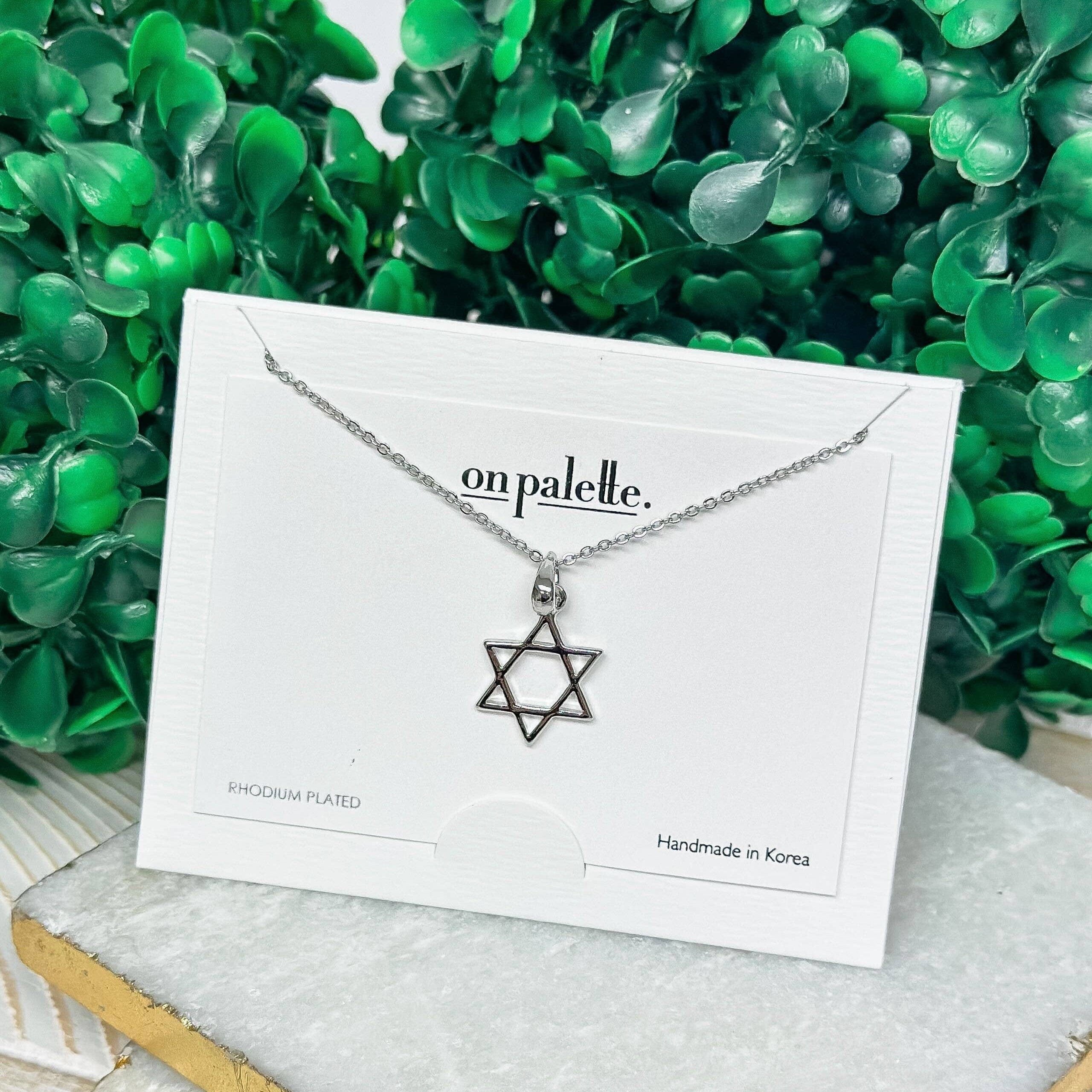 Rhodium-Plated Silver Star of David Necklace、mySite、topwebapps