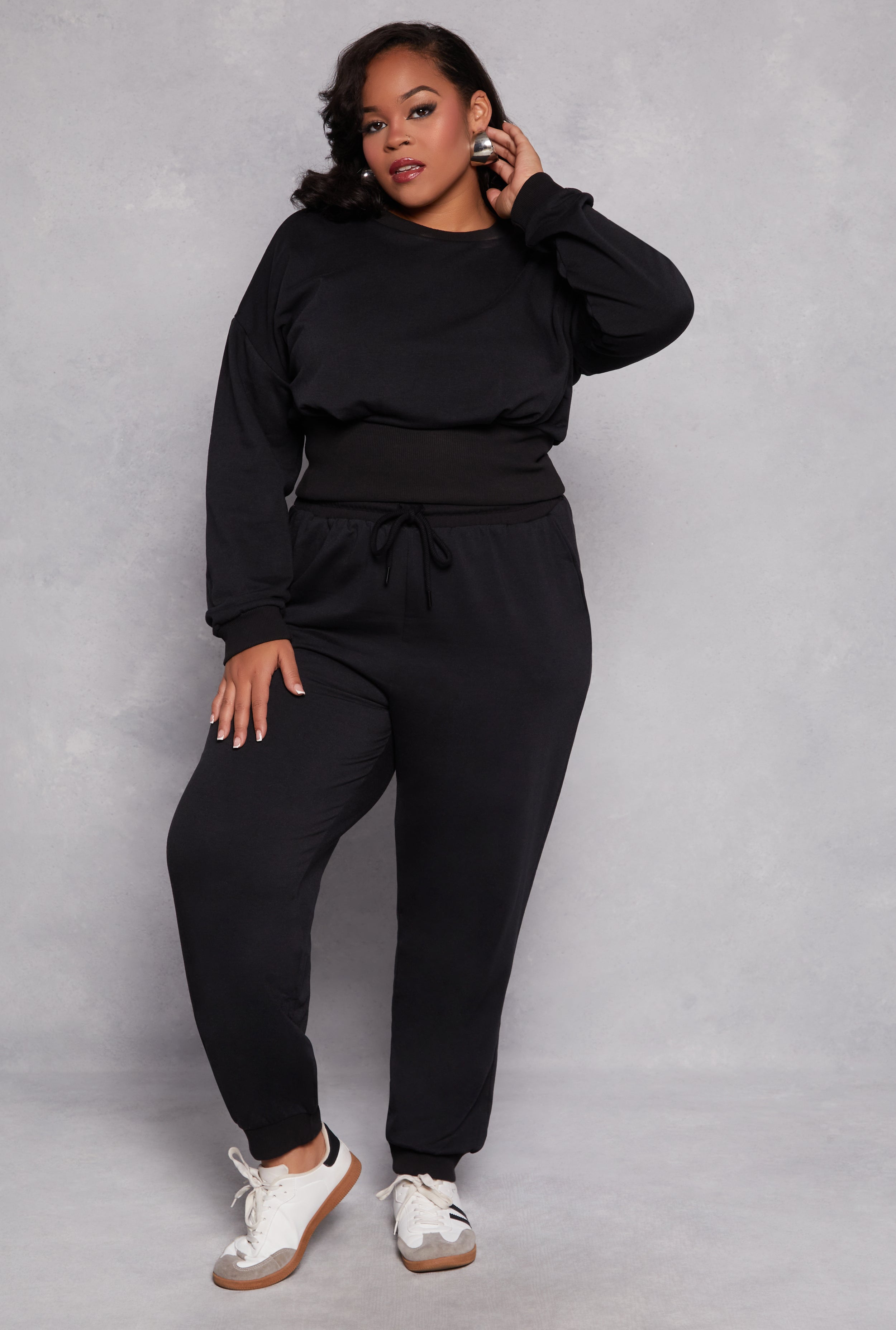 Plus Size Fleece Pullover Sweatshirt、mySite、camillekostekn