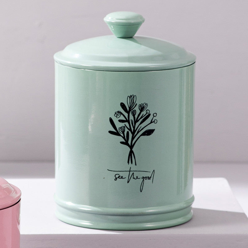 Stainless Steel Floral Jar Canister Set | Pink Green | Set of 2、mySite、camillekostekn