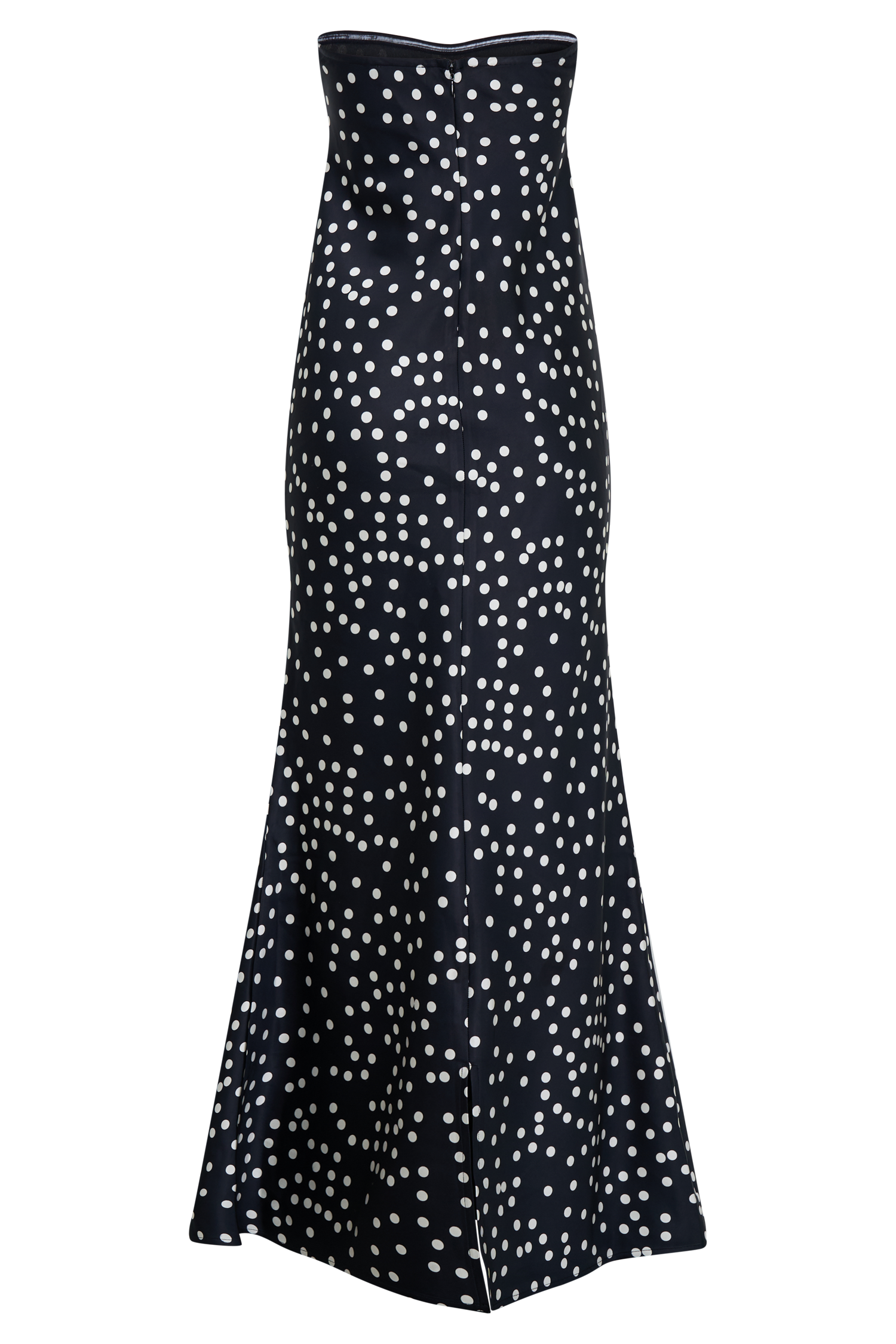 Claudette Strapless Satin Maxi Dress - Black Polka Dot Print、mySite、solidvoid