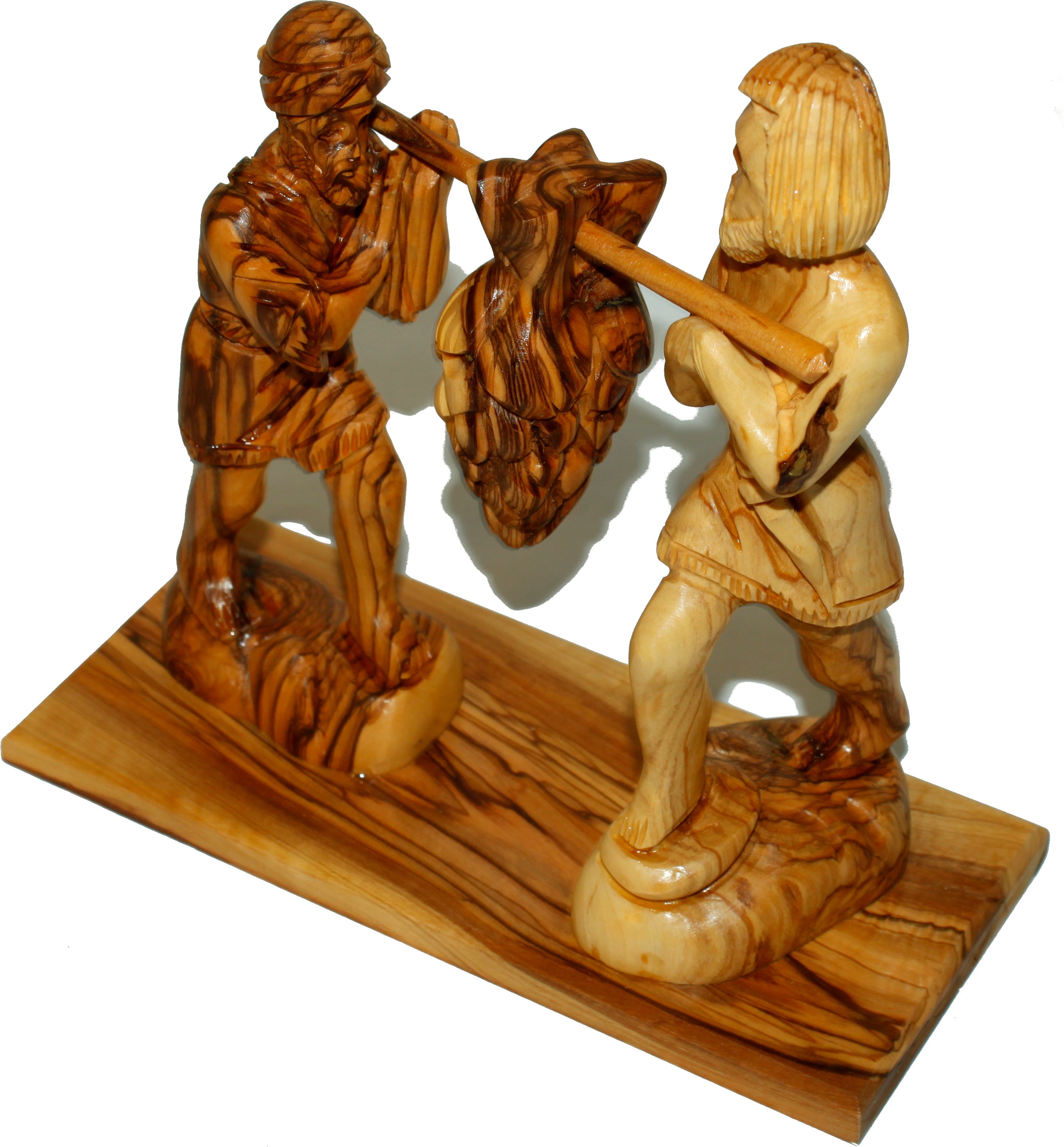 Caleb and Joshua (Hoshea) bringing the fruit of the Land - carved in olive wood (20 x 20 x 9 cm or 8 x 8 x 3.5 Inches)、mySite、topwebapps