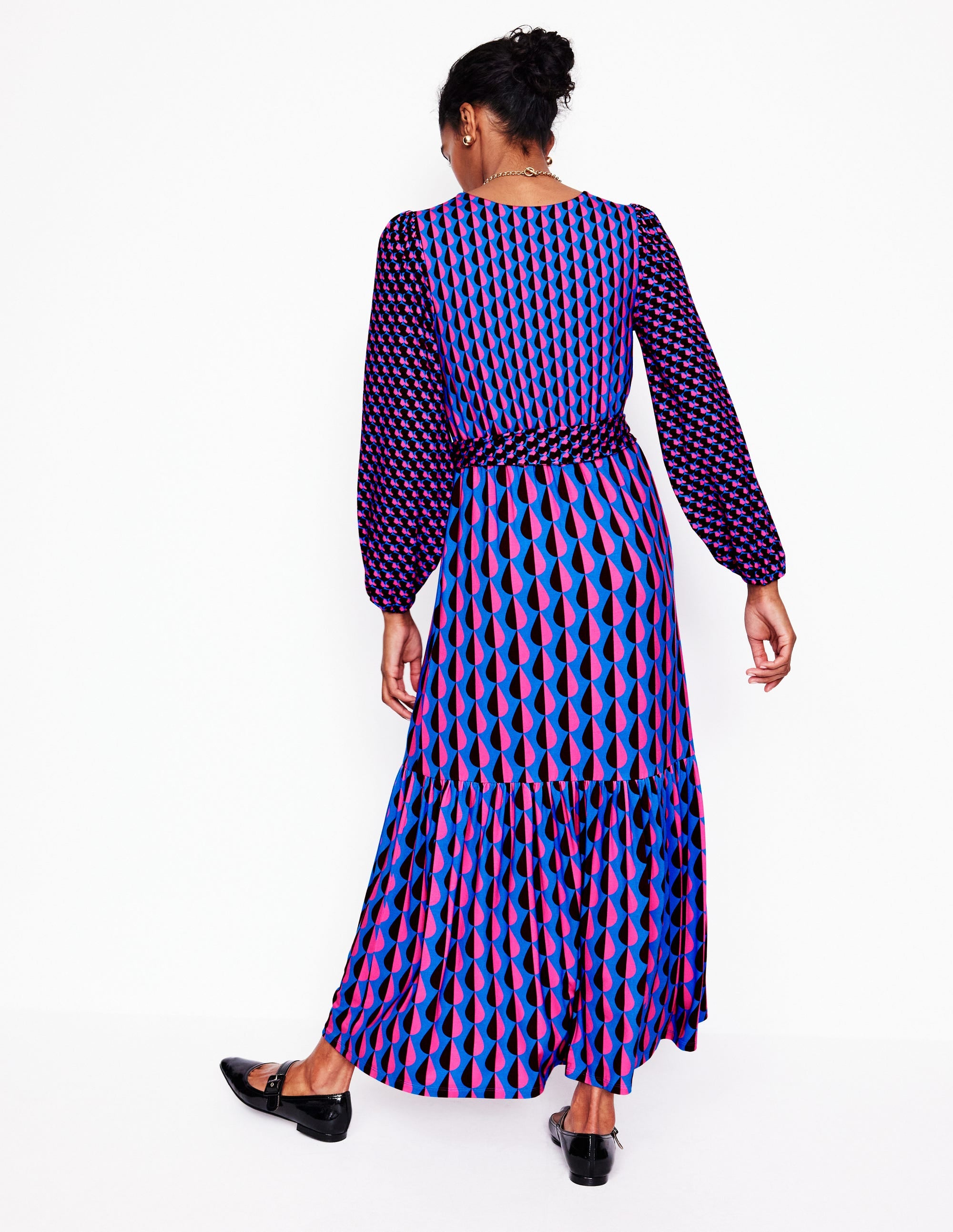  Ophelia Wrap Midi Jersey Dress-Multi, Raindrop Geo、mySite、ashleygrahame