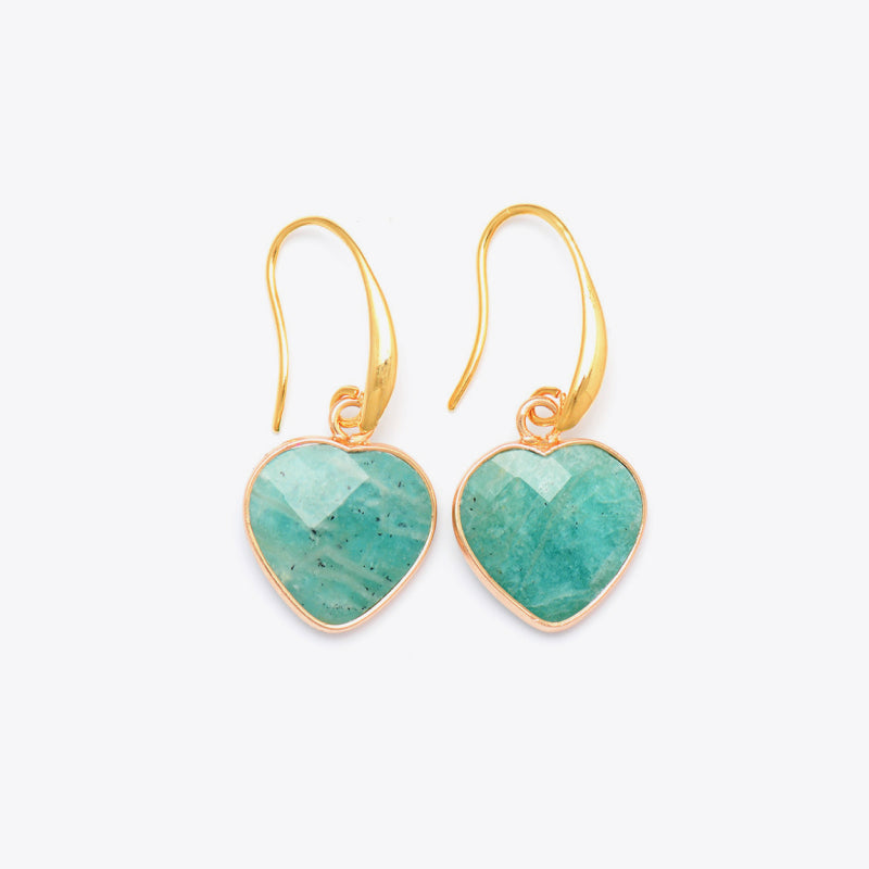  Natural Stone Heart Drop Earrings、mySite、justintrudeaud