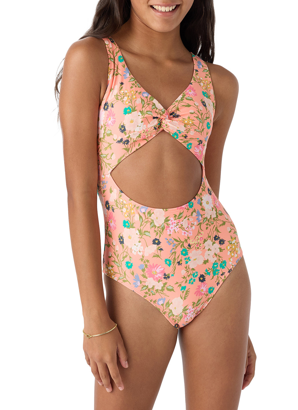 O'Neill Girls' Kelly Floral Twisted One Piece Swimsuit (Big Kid)、mySite、noshort
