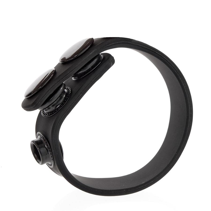 Quick 3 Snap Adjustable Black Silicone Cock Ring for Men、mySite、bottomscart