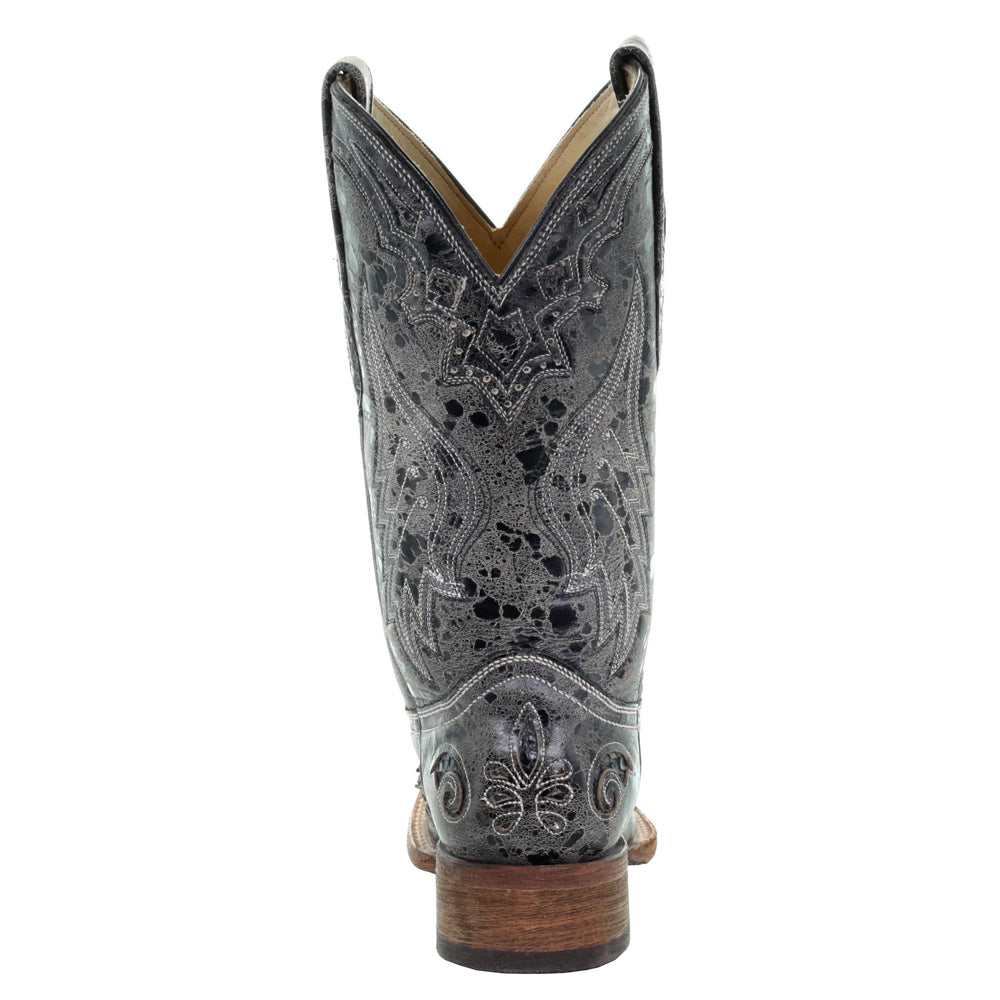 Distressed Embroidered Snake Square Toe Cowboy Boots、mySite、gtrtttuynbv