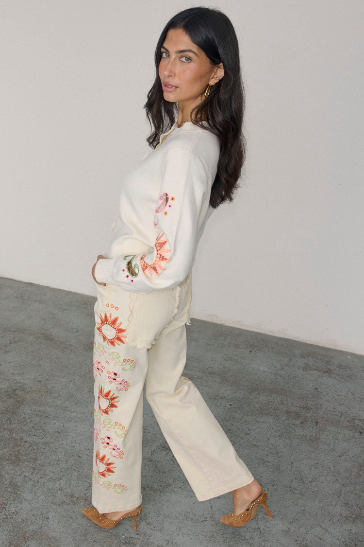 Ecru Enchanted Cut Work Scallop Jeans、mySite、solidvoid