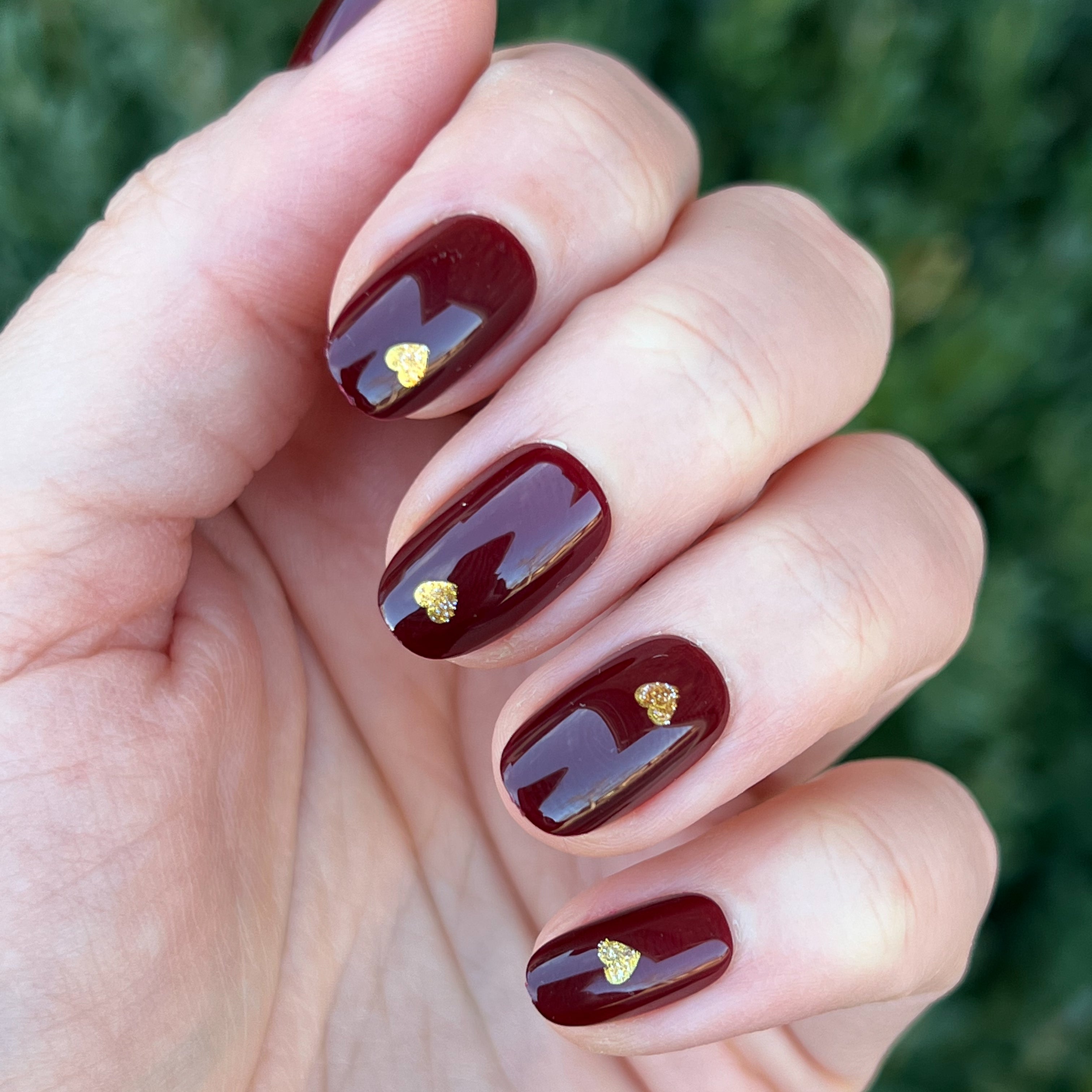 Gold Vampy Heart - Press-On | Short | Round、mySite、solidvoid