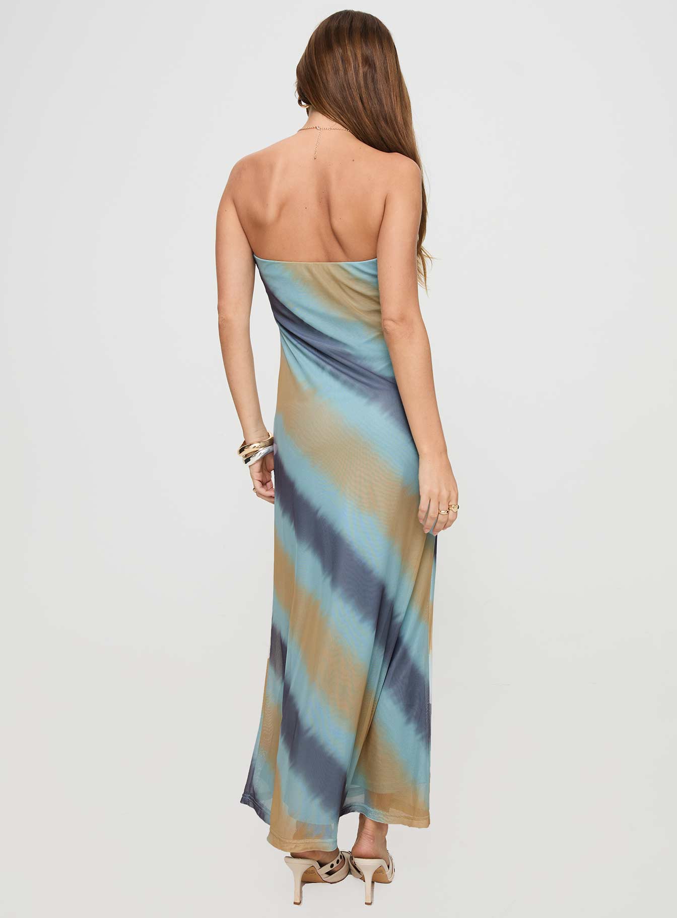 Celik Strapless Maxi Dress Blue / Brown、mySite、solidvoid
