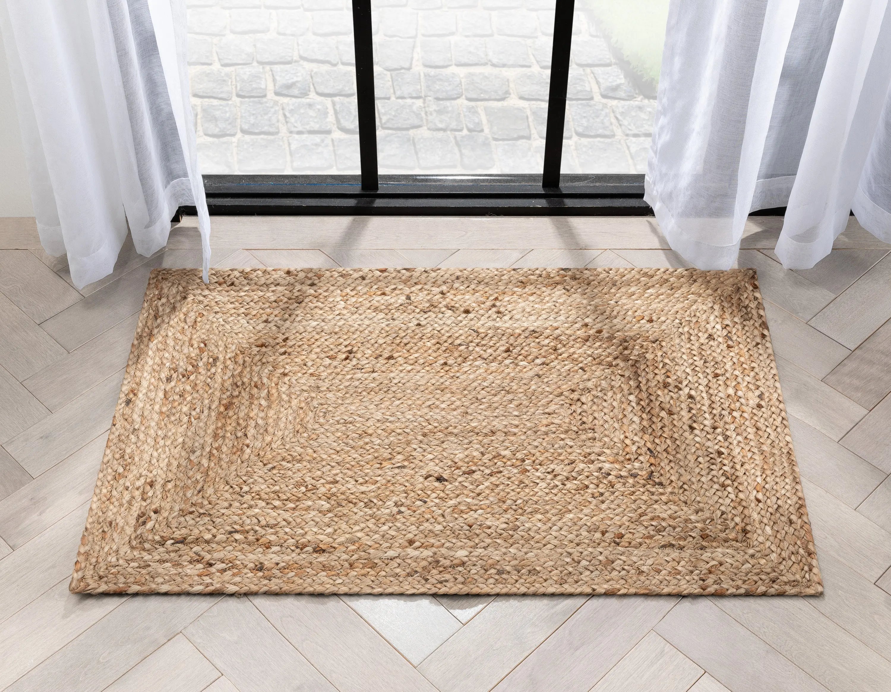 Jemma Natural-Fiber Braided Pattern Natural Hand-Woven Chunky-Textured Rug、mySite、gigharbornorthrealestate