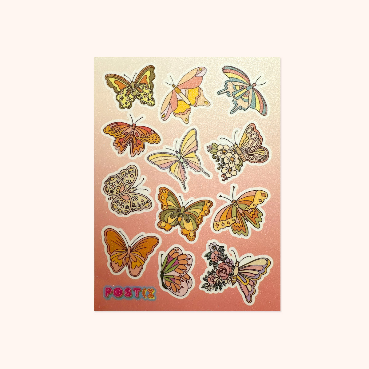  Sunset Butterflies Glitter Sticker Sheet、mySite、ghnorth