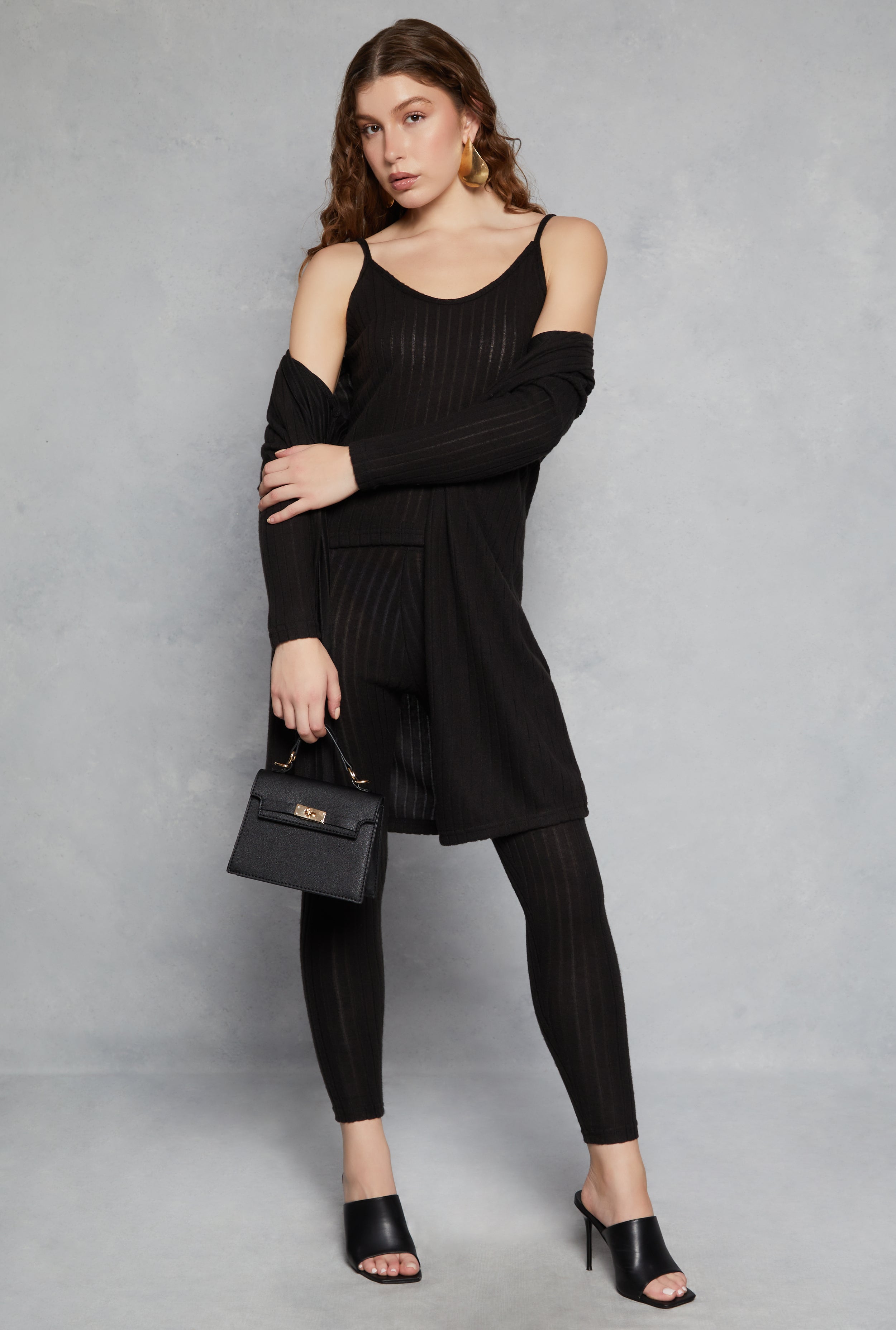 Brushed Ribbed Knit Long Cardigan、mySite、camillekostekn