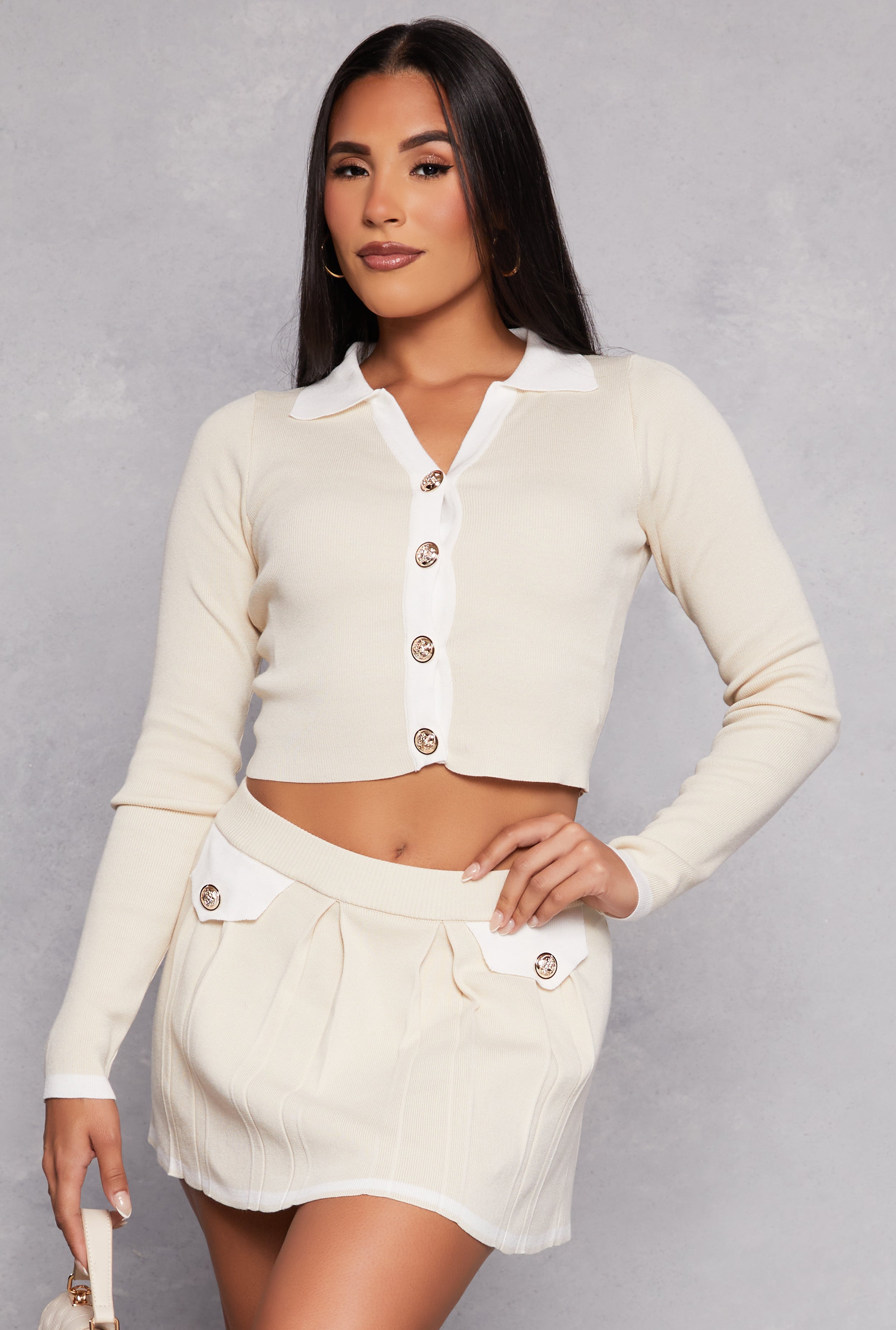 Daisy Contrast Trim Button Front Cardigan、mySite、camillekostekn