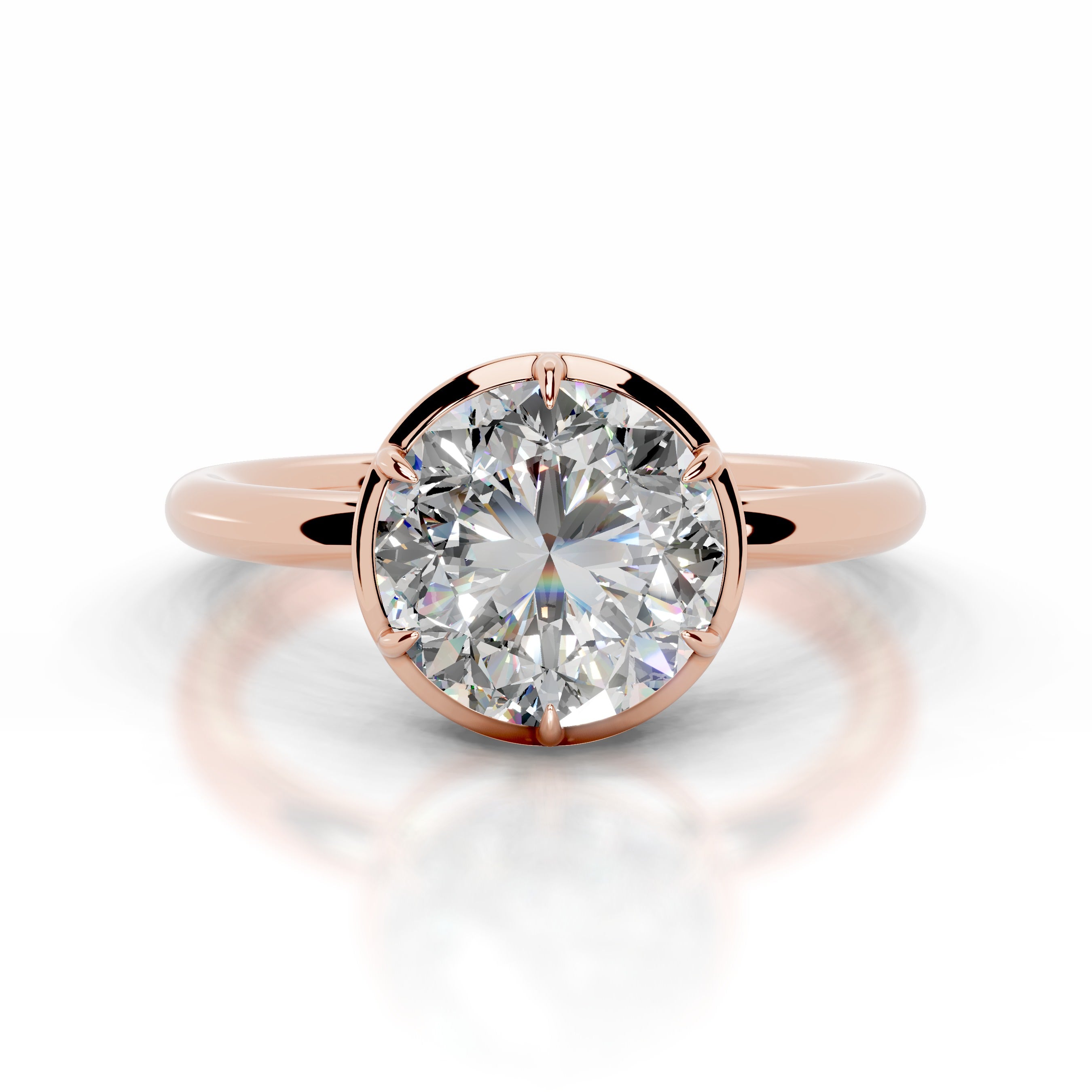 Narcisa Round Moissanite Ring - 14K Rose Gold、mySite、hinf8tx79