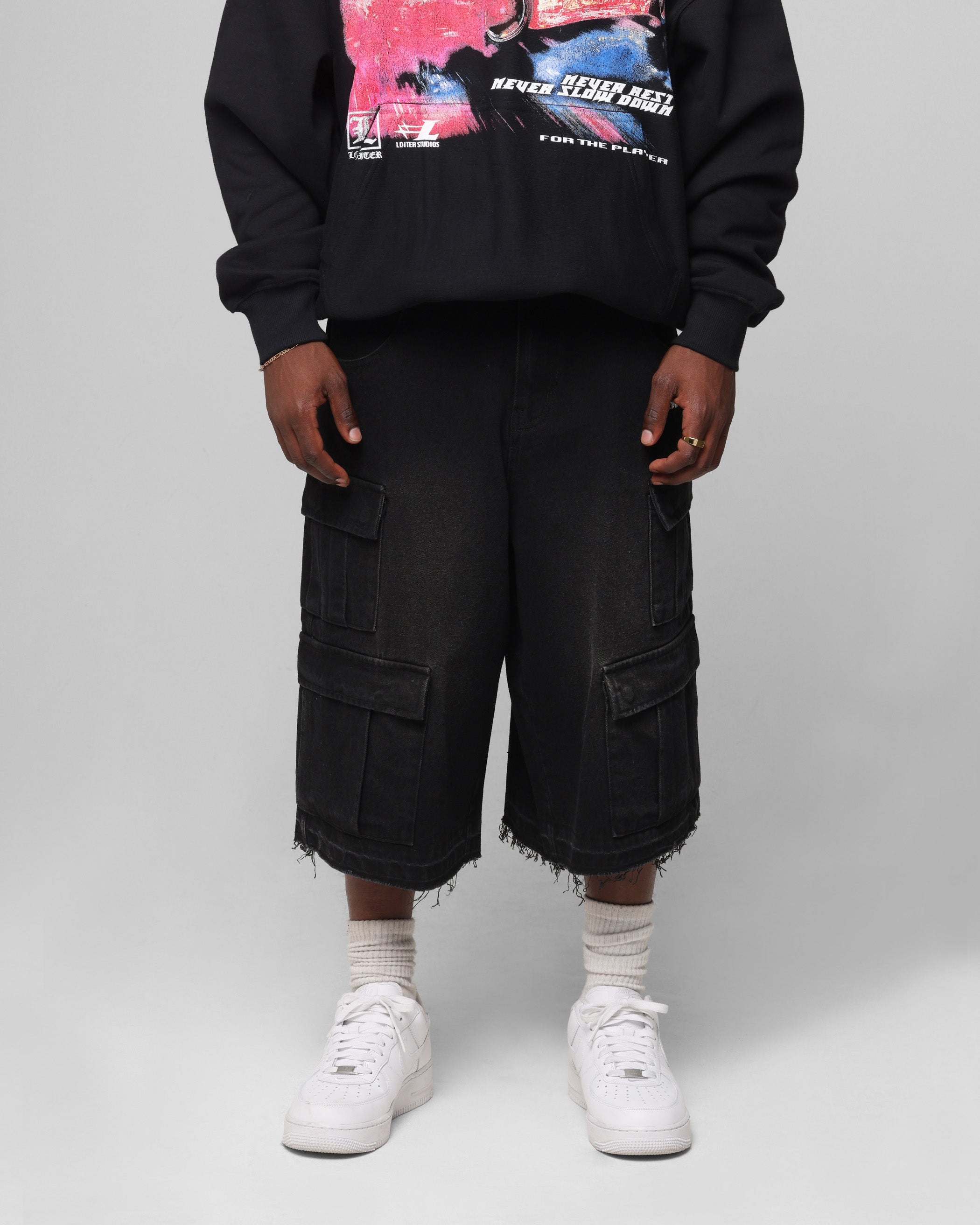 Loiter 3 Quarter Pants Washed Black、mySite、zt4zffjzw