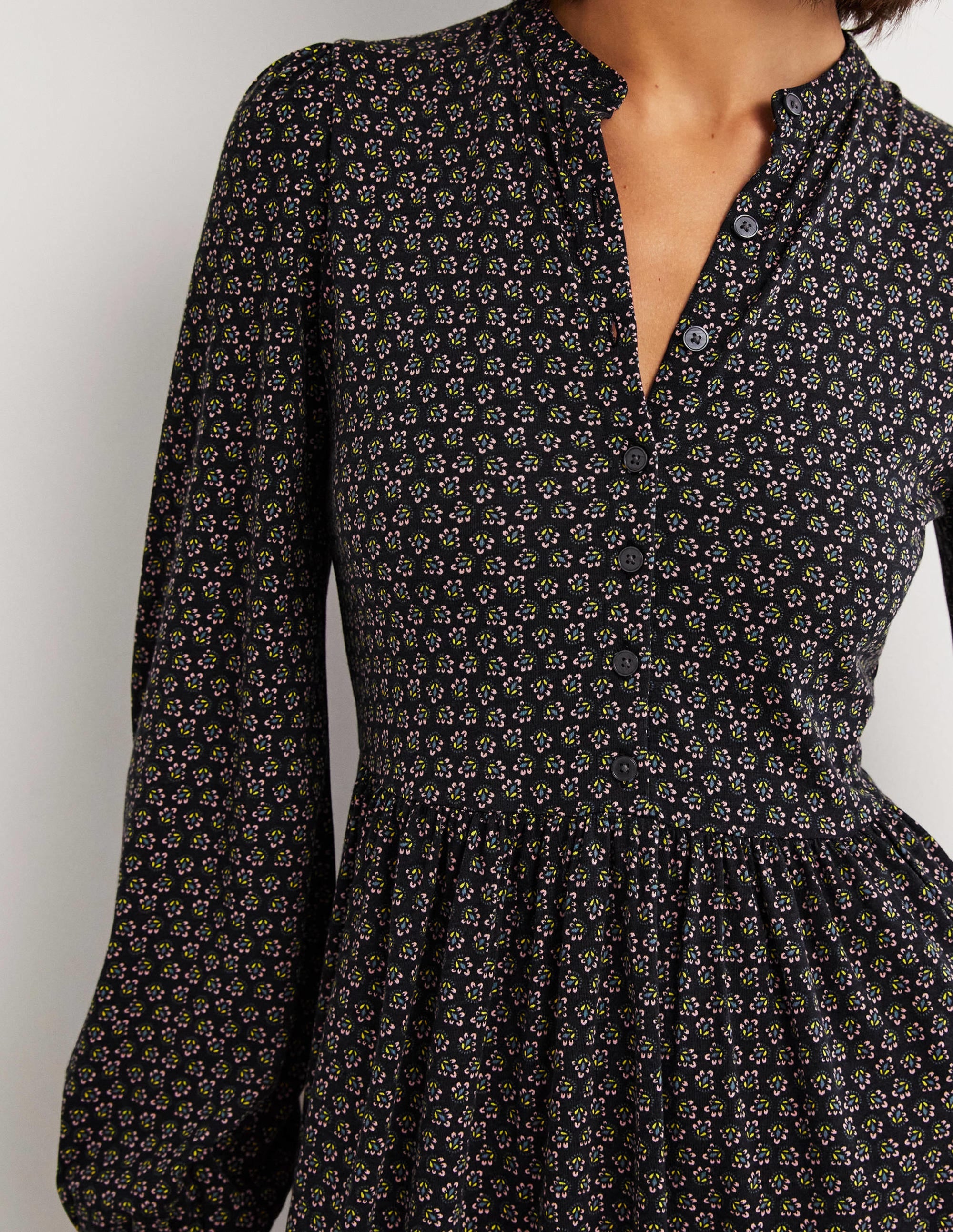  Buttoned Jersey Midi Dress-Black, Diamond Bud、mySite、ashleygrahame