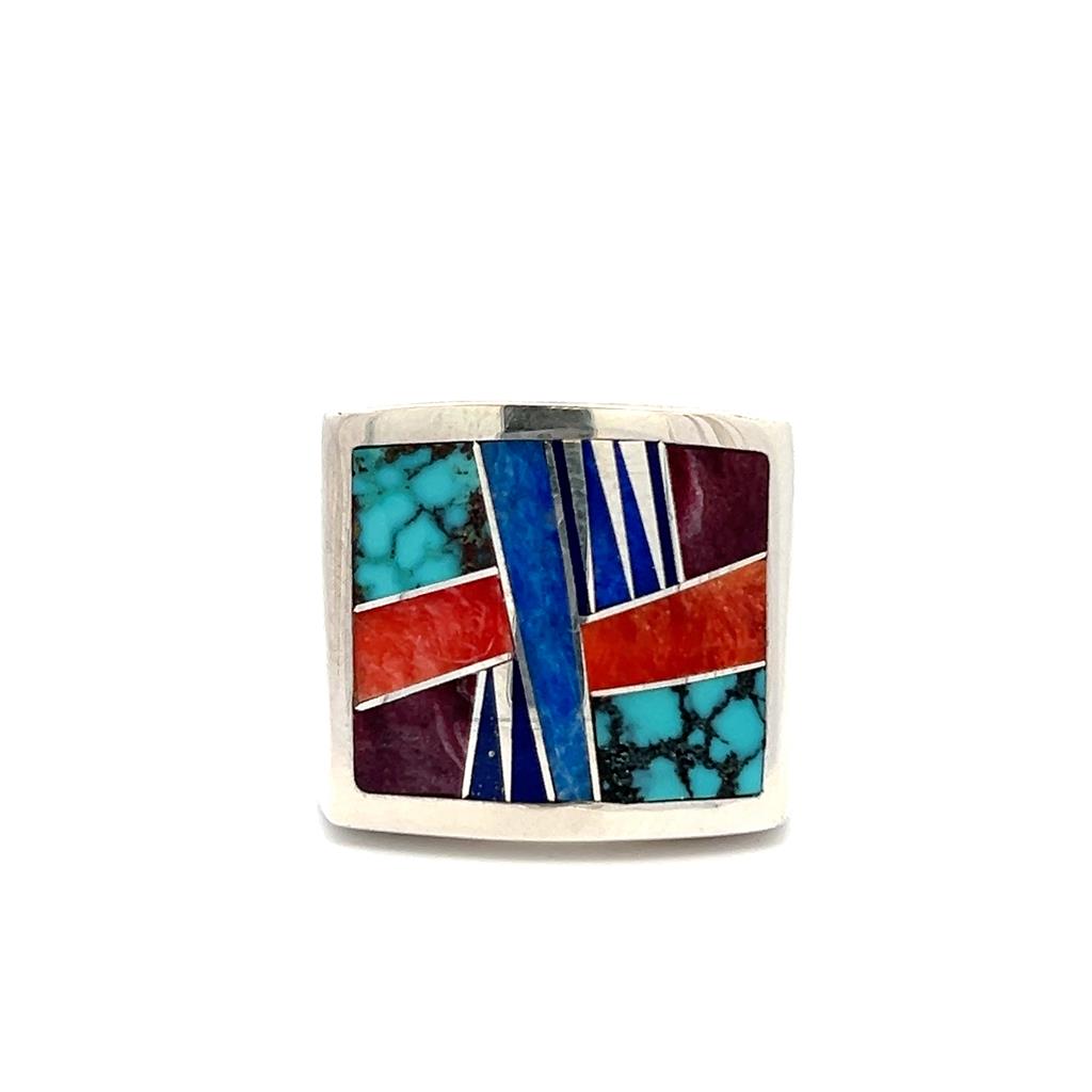 Estate 14K White Gold Gemstone Mosaic Southwest Ring、mySite、botmansion