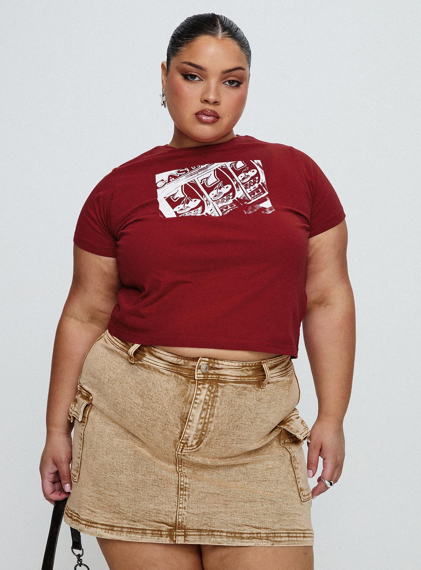 Velveta Low Rise Denim Skirt Camel Curve、mySite、solidvoid