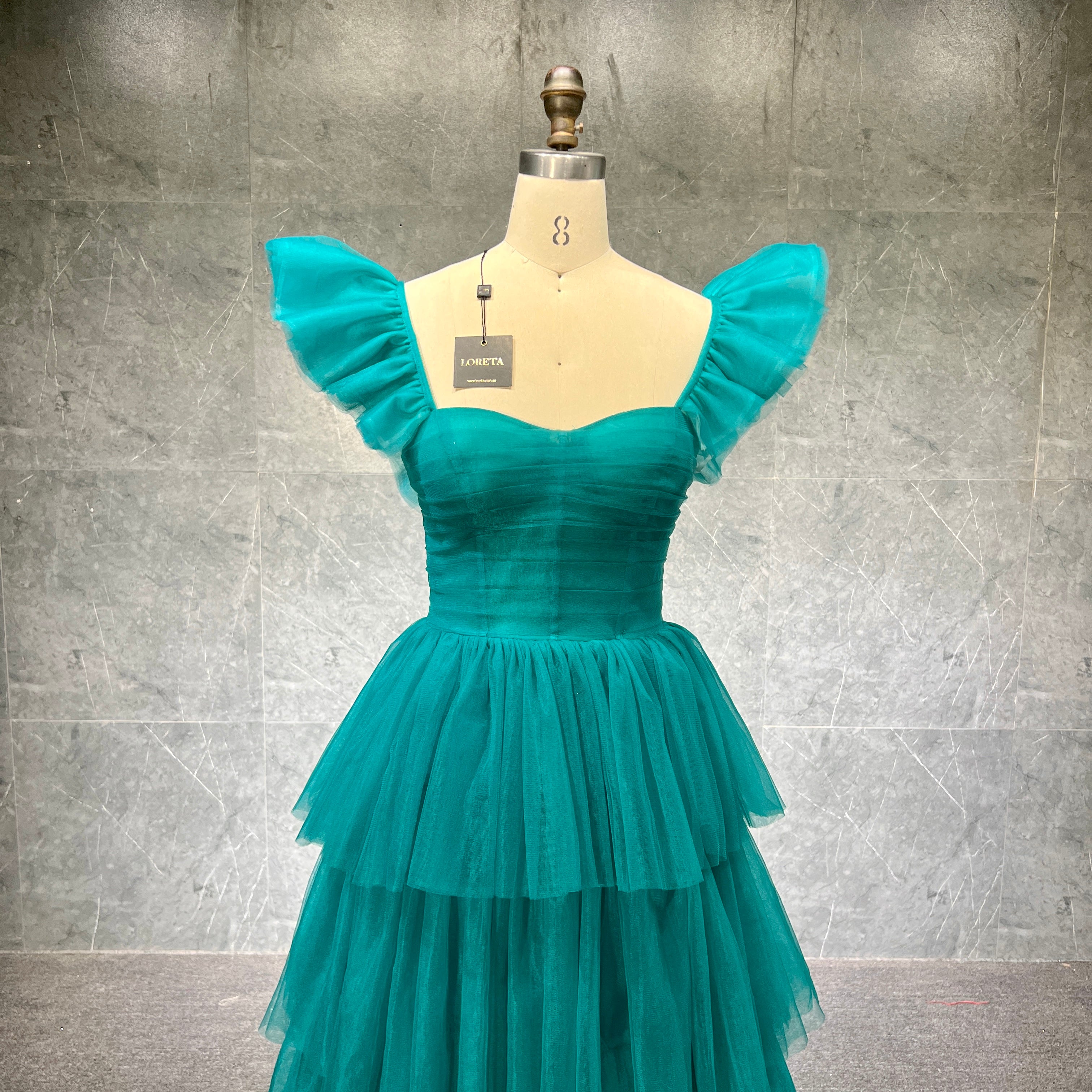  Emerald Green: Tiered Ruffle Tulle Dress、mySite、merchandisen