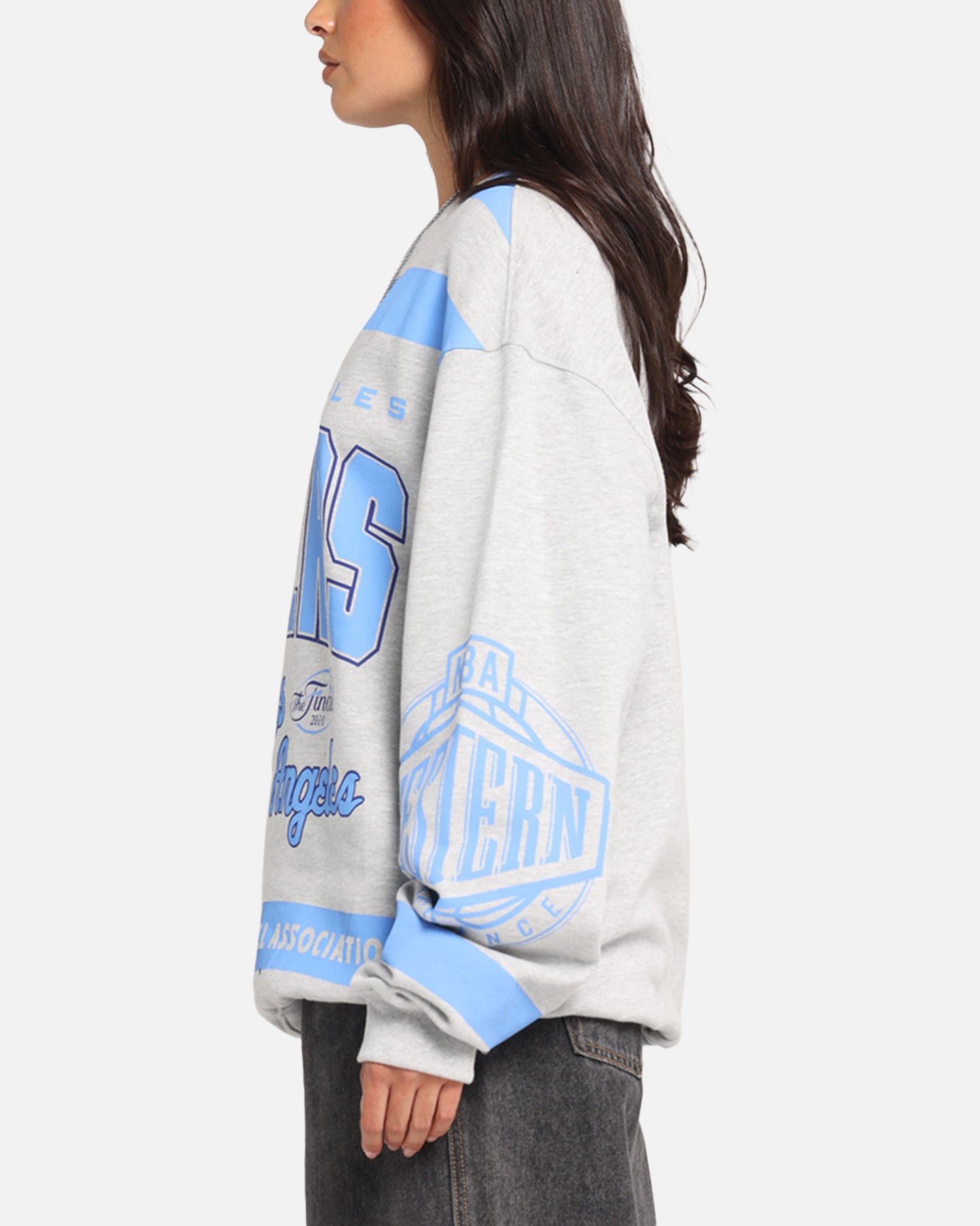 Mitchell & Ness Los Angeles Lakers Letterform Crewneck Grey Marle、mySite、zt4zffjzw