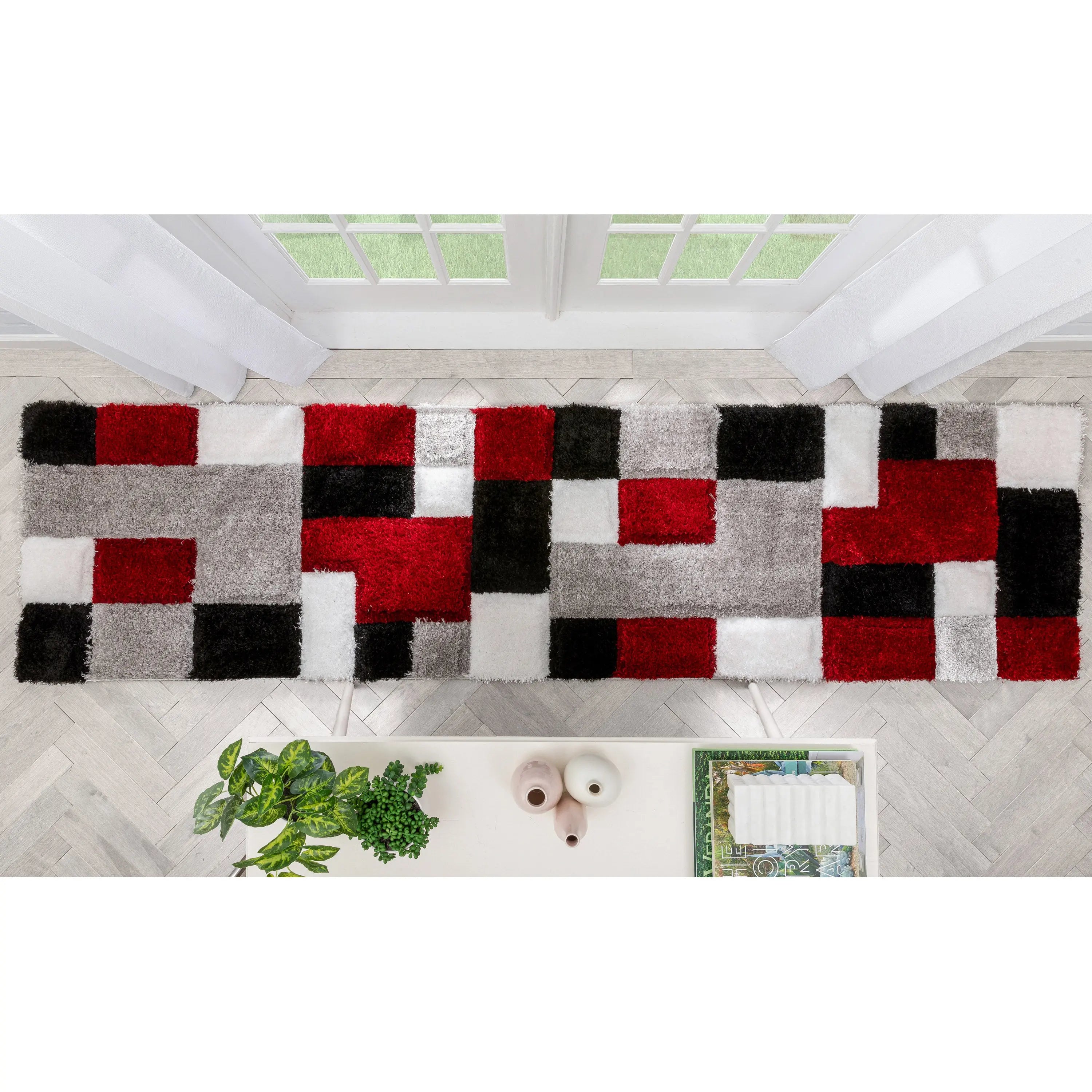 Escondido Red Modern Geometric 3D Textured Shag Rug、mySite、gigharbornorthrealestate