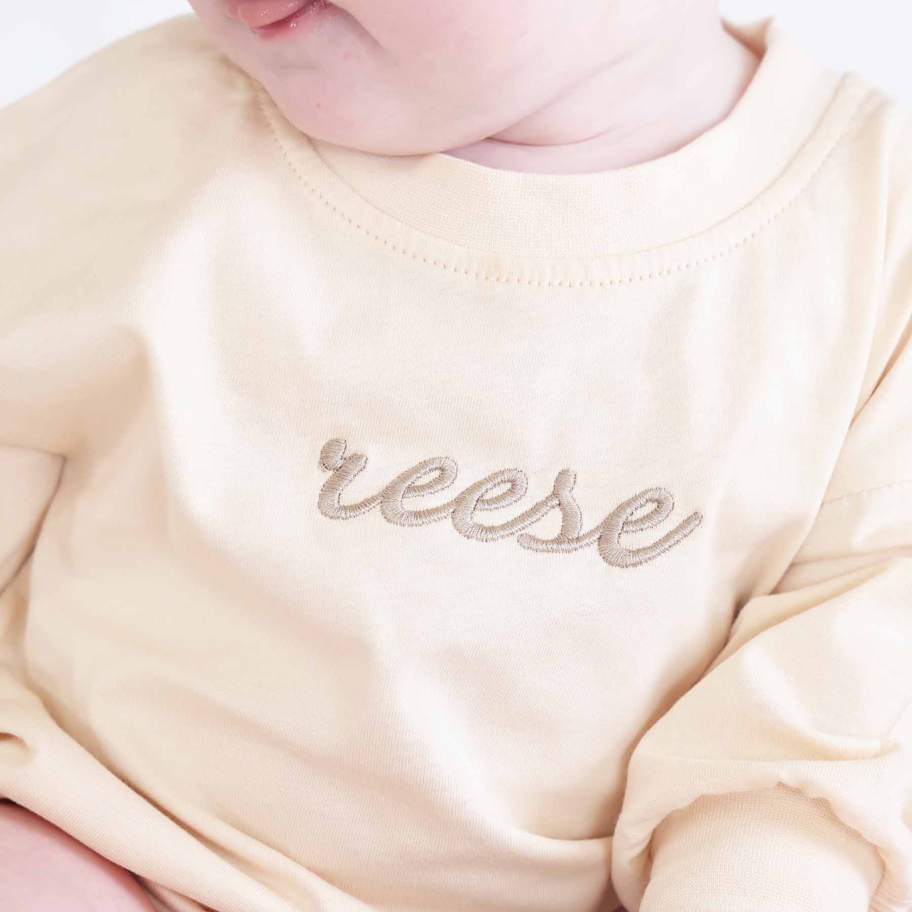  Personalized Script Name Long Sleeve Bubble Romper | Natural、mySite、layawaytickets